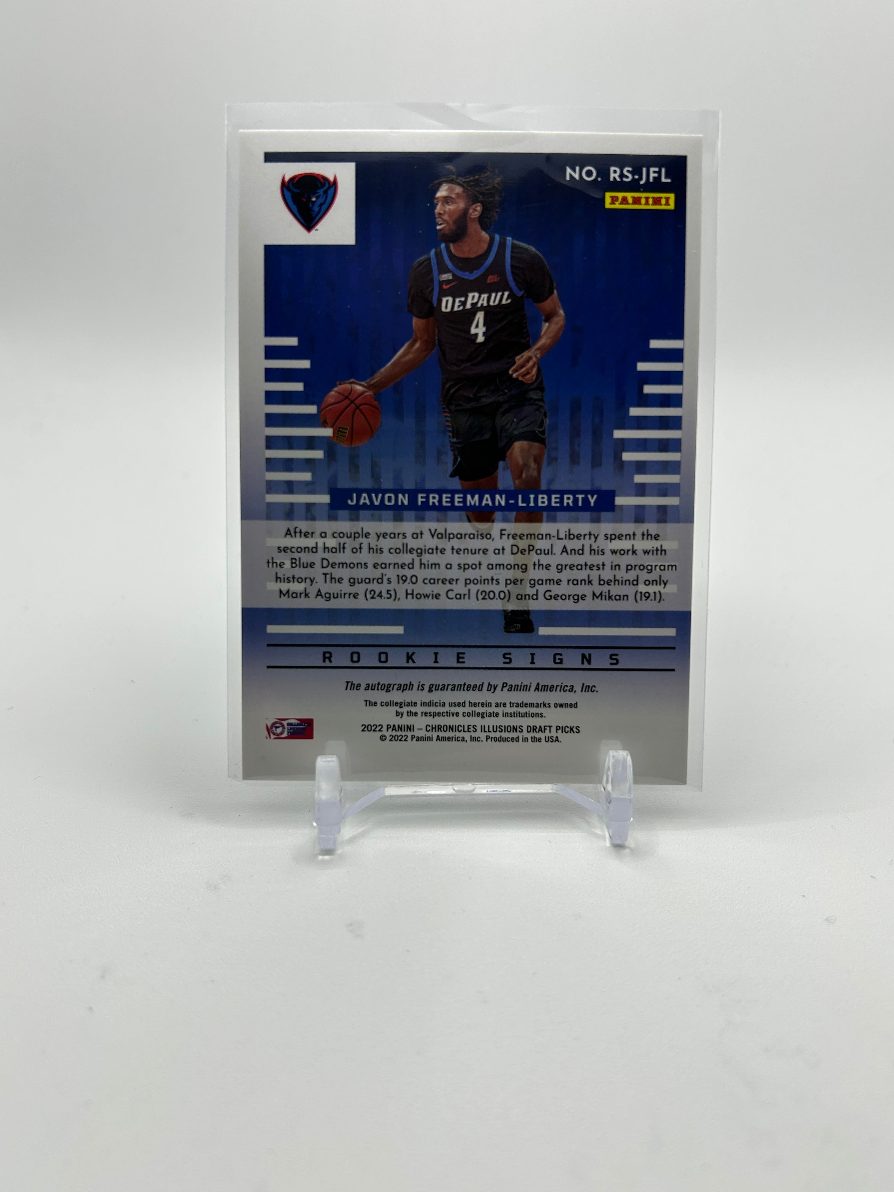 2022-23 Panini Chronicles Draft Javon Freeman-Liberty Illusions Pink Rookie Auto