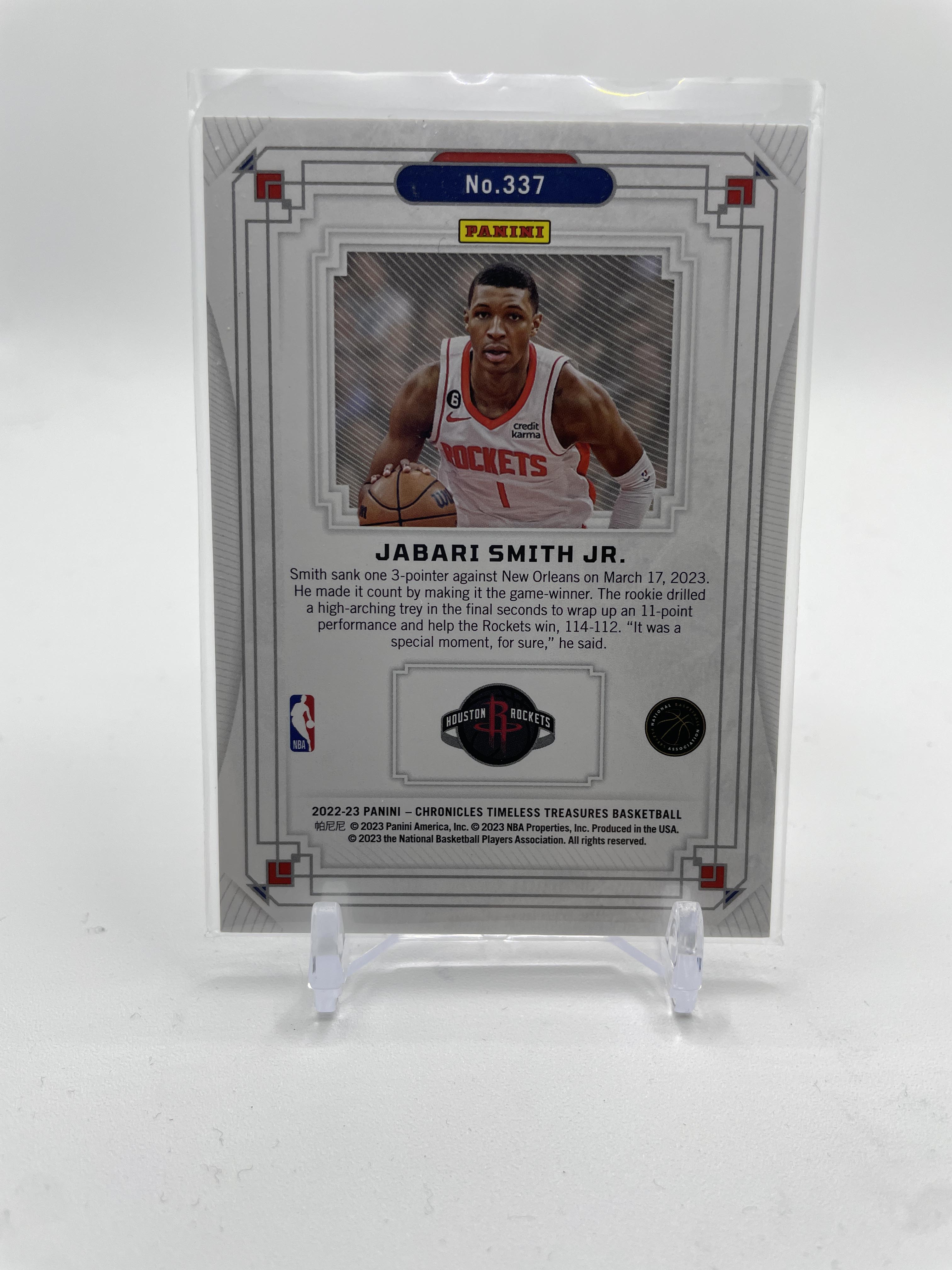 2022-23 Panini Chronicles Jabari Smith Jr Timeless Treasures Red Rookie /249