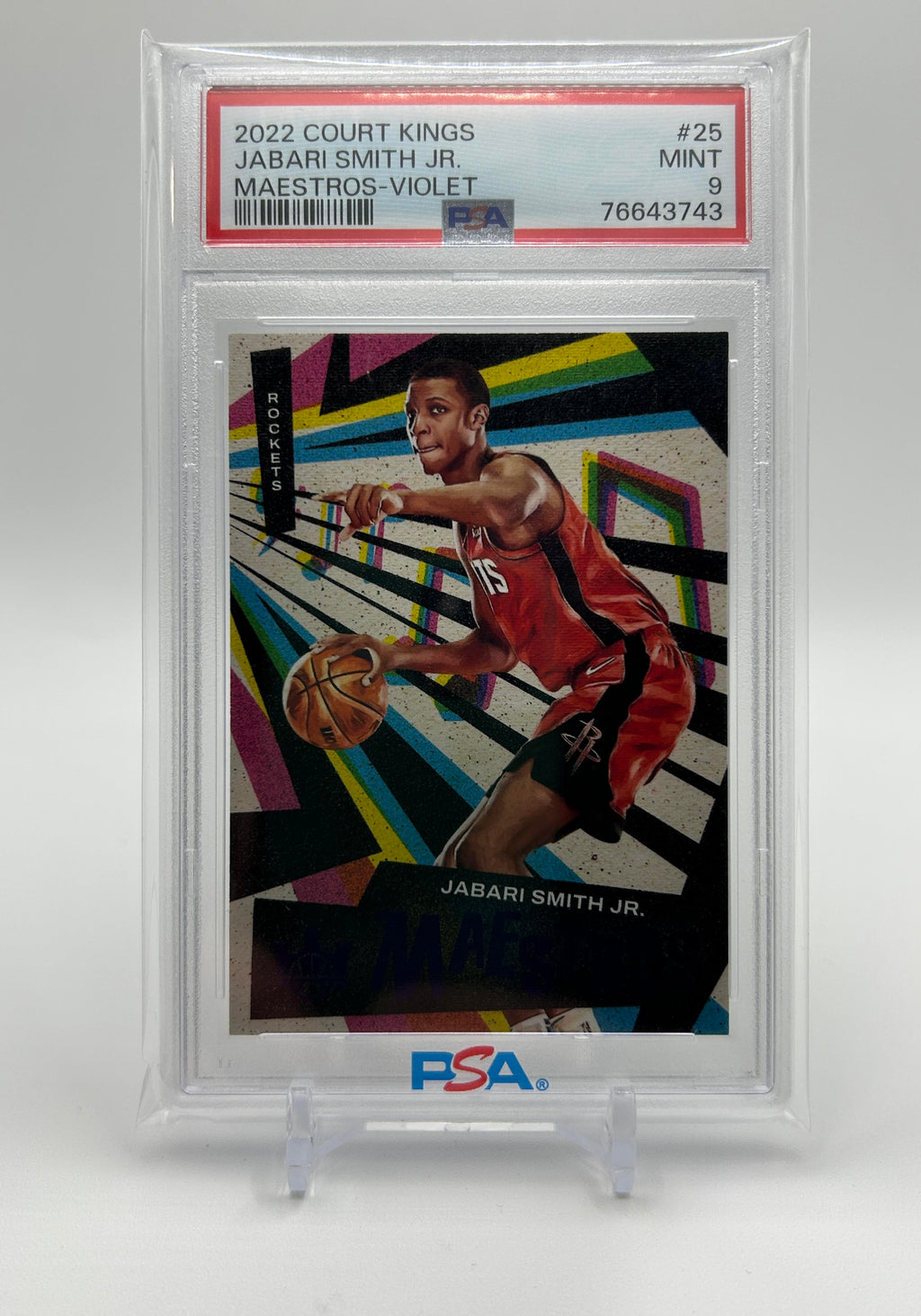 2022-23 Panini Court Kings Jabari Smith Jr. Maestros Violet Rookie /49 PSA 9