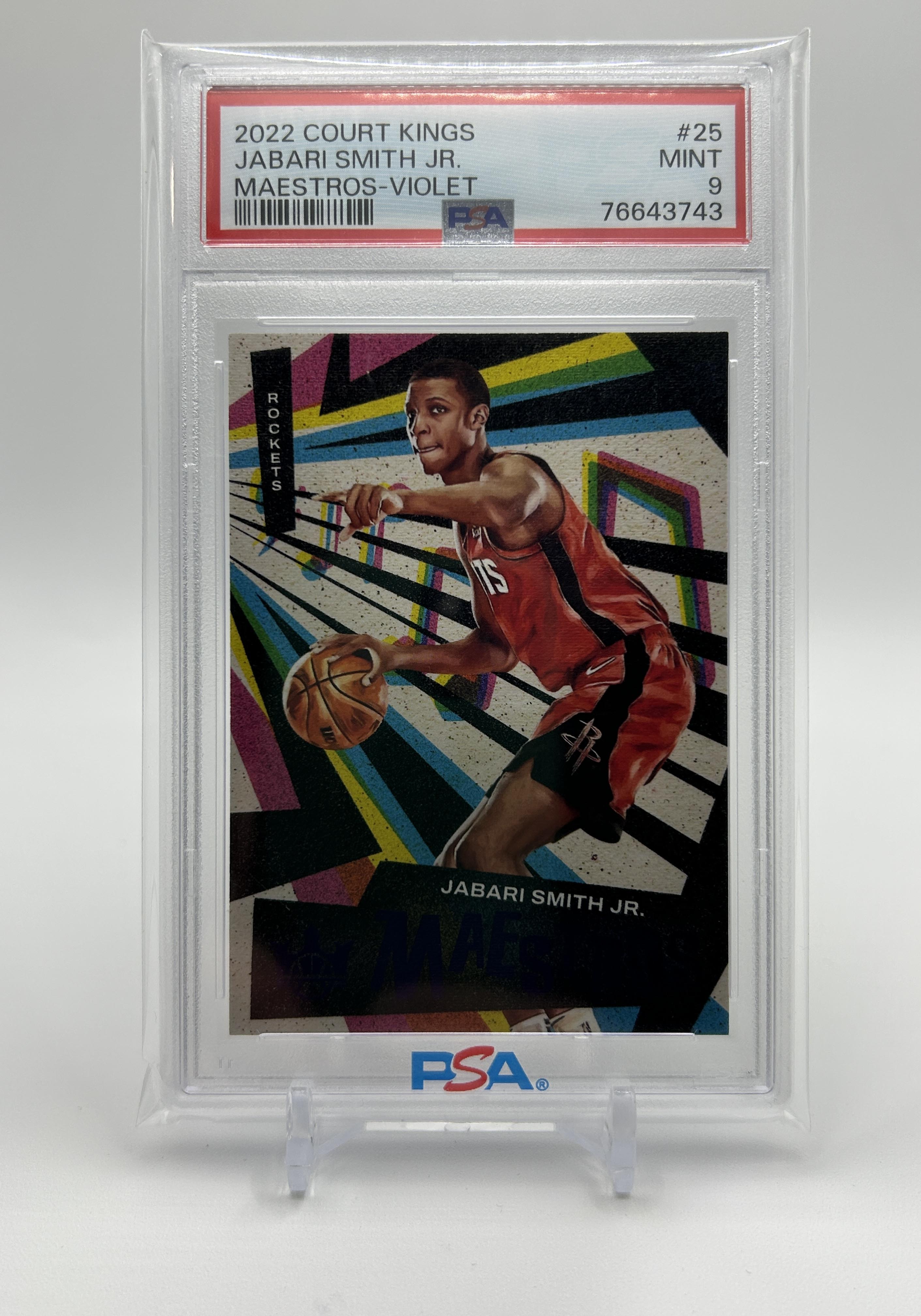 2022-23 Panini Court Kings Jabari Smith Jr. Maestros Violet Rookie /49 PSA 9
