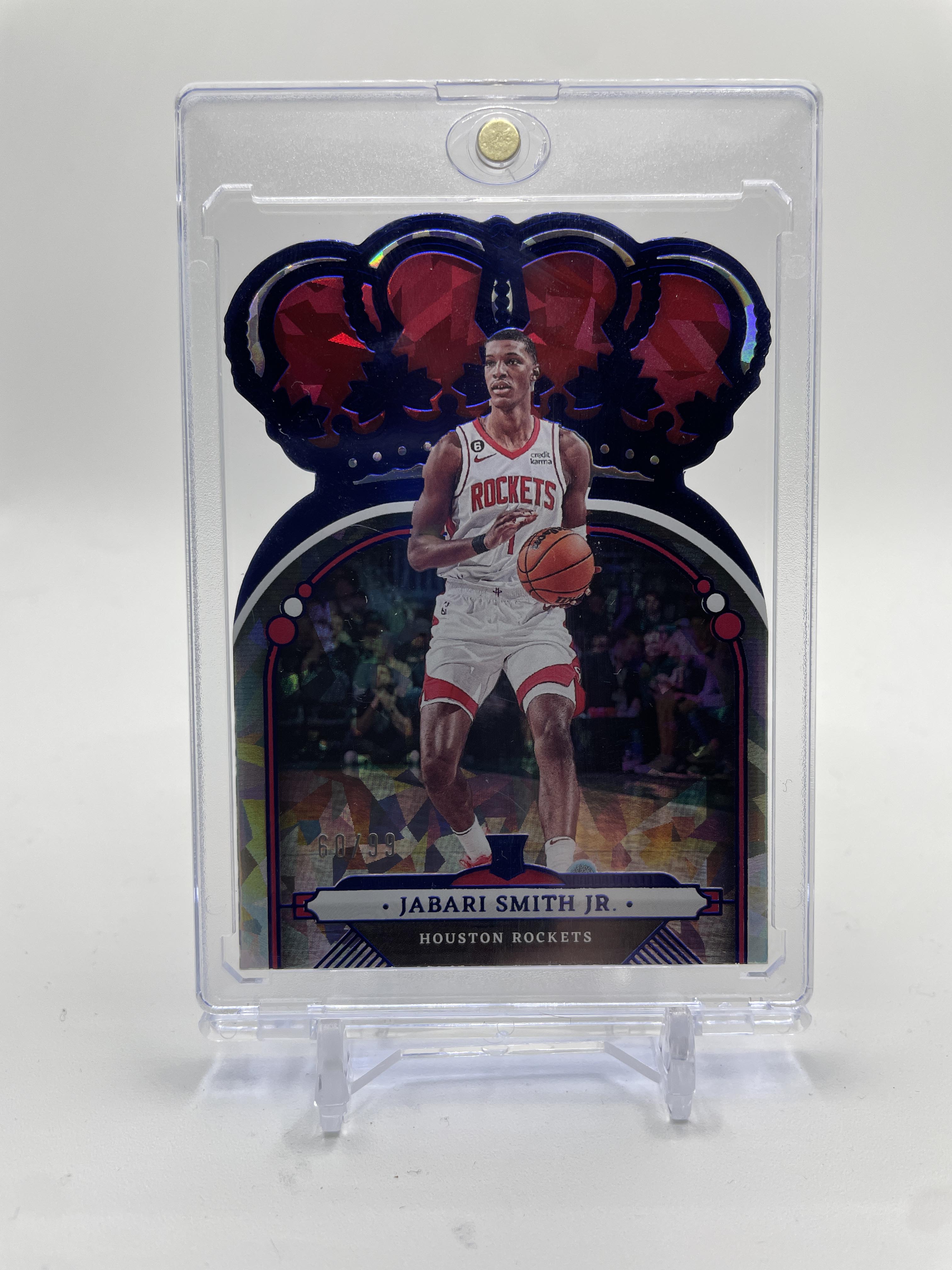2022-23 Panini Crown Royale Jabari Smith Jr Crystal Blue Die-Cut Rookie /99