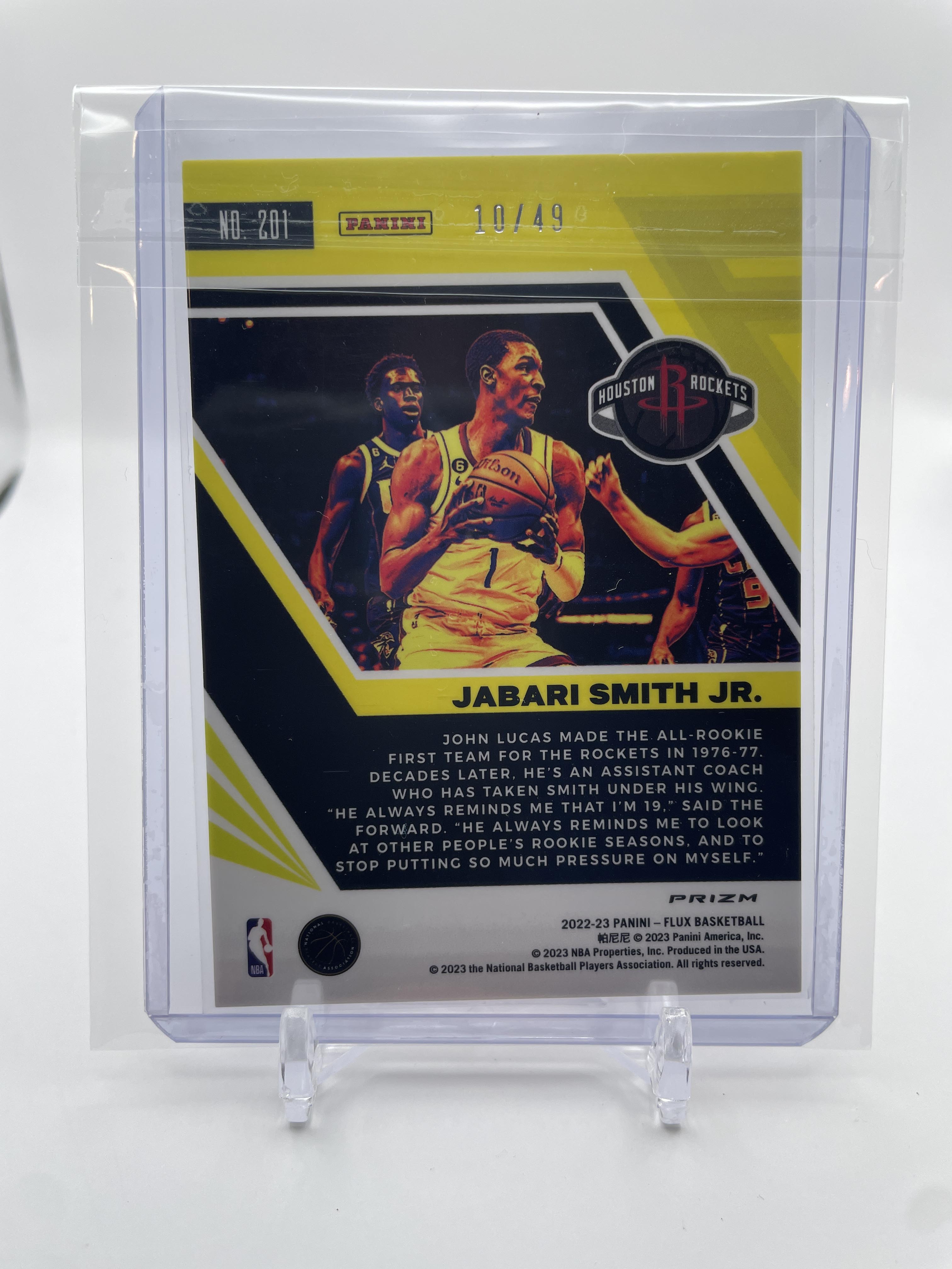 2022-23 Panini Flux Jabari Smith Black Prizm Rookie /49 #201