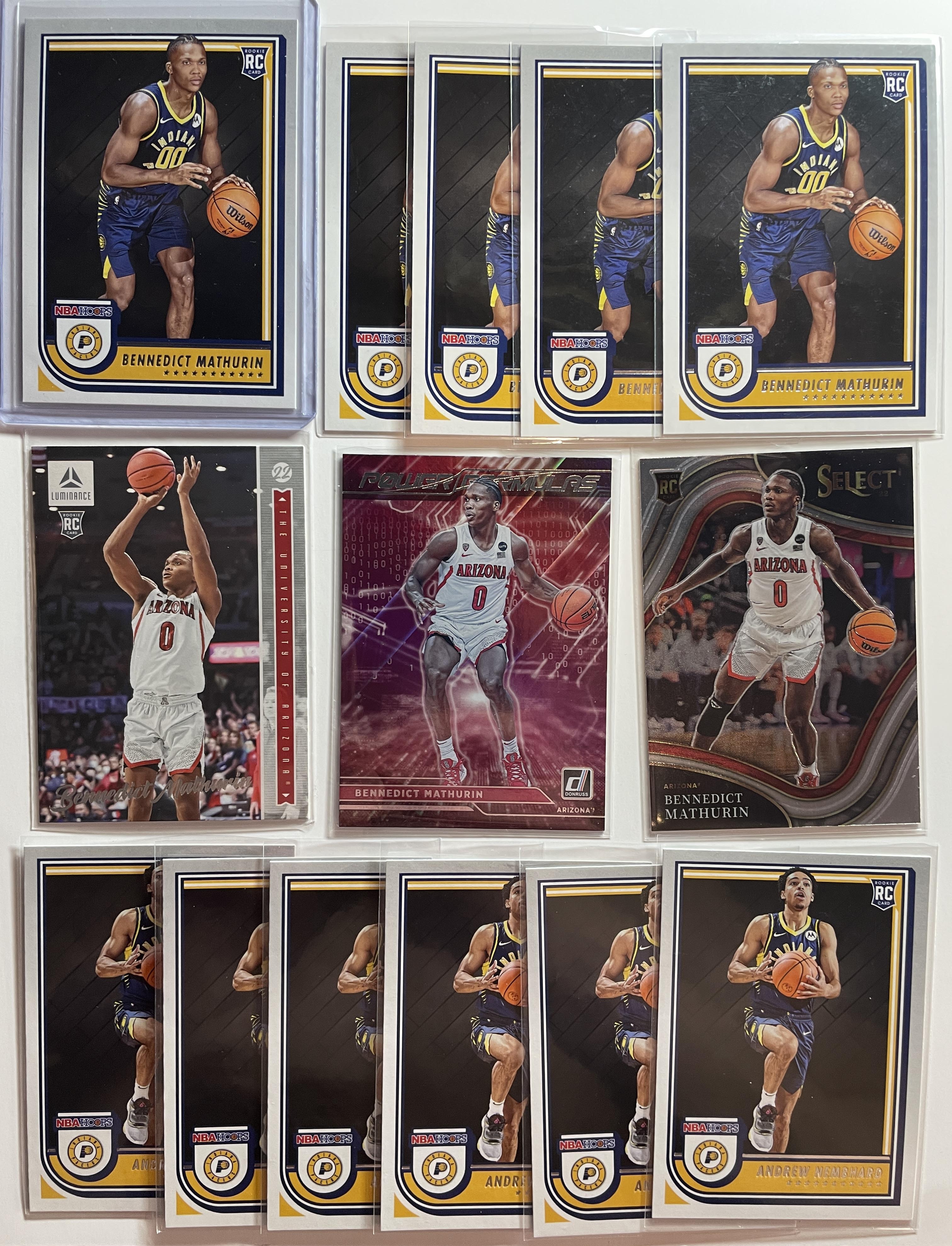 2022-23 Panini NBA Hoops Bennedict Mathurin + Andrew Nembhard Rookie Set (x14)
