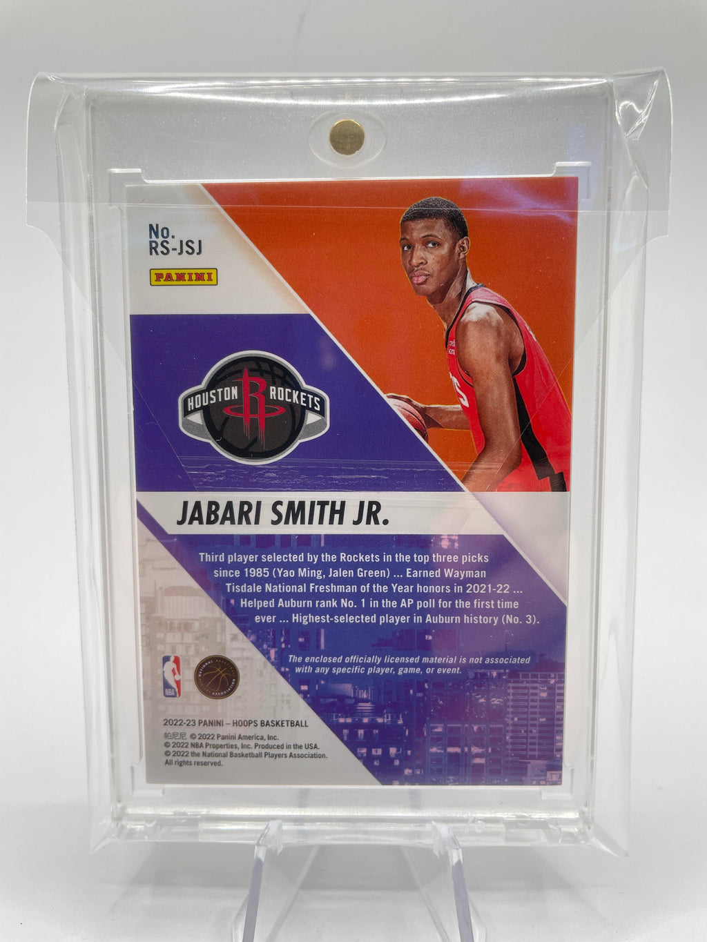 2022-23 Panini NBA Hoops Jabari Smith Jr. Rise N Shine Rookie Patch SP