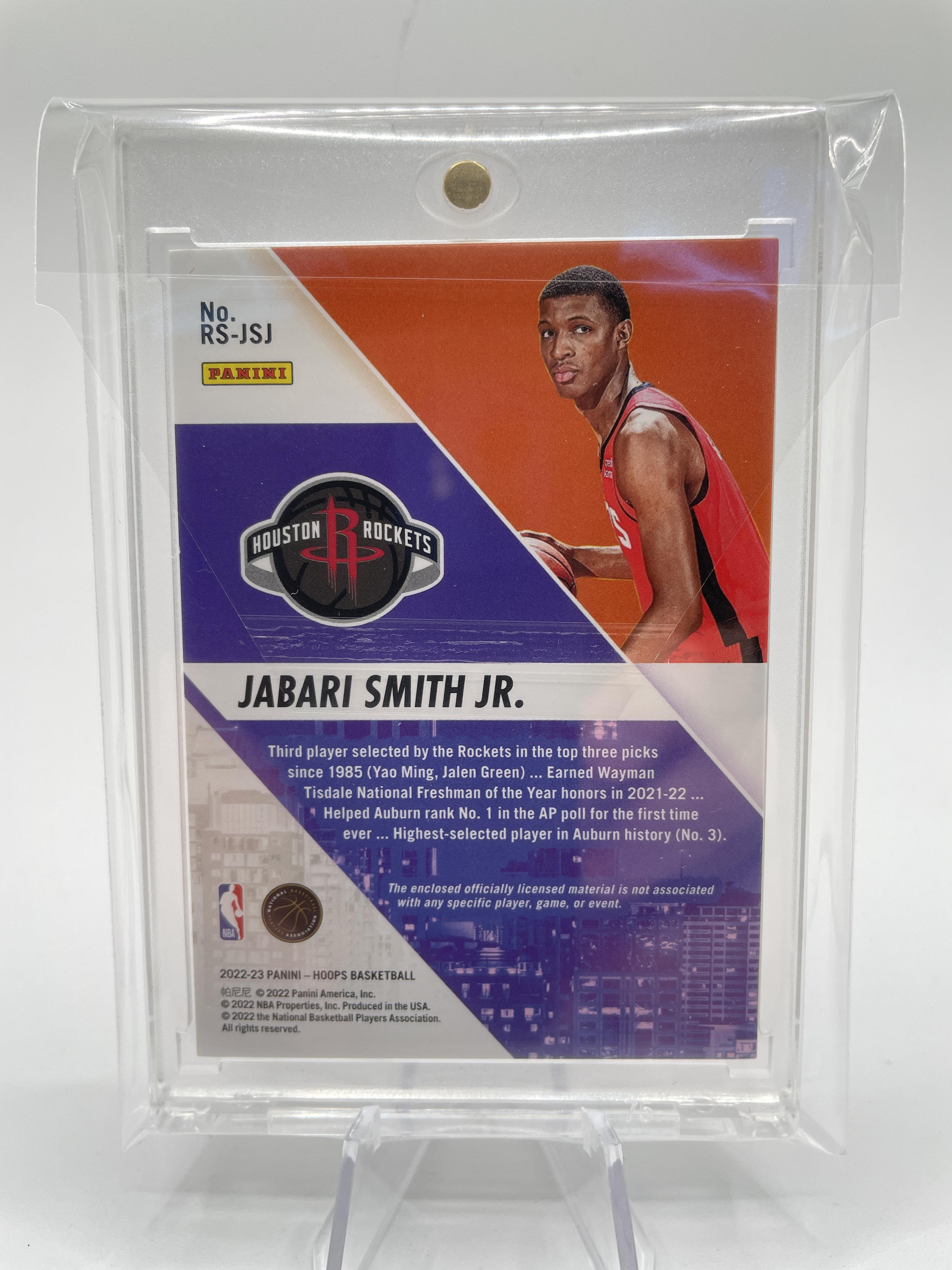 2022-23 Panini NBA Hoops Jabari Smith Jr. Rise N Shine Rookie Patch SP