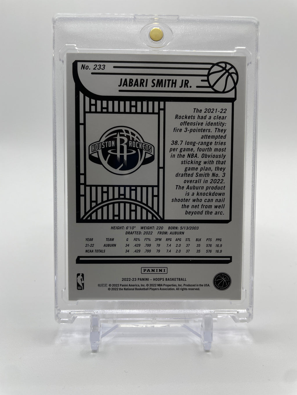 2022-23 Panini NBA Hoops Jabari Smith Jr. Silver Foil Rookie /199