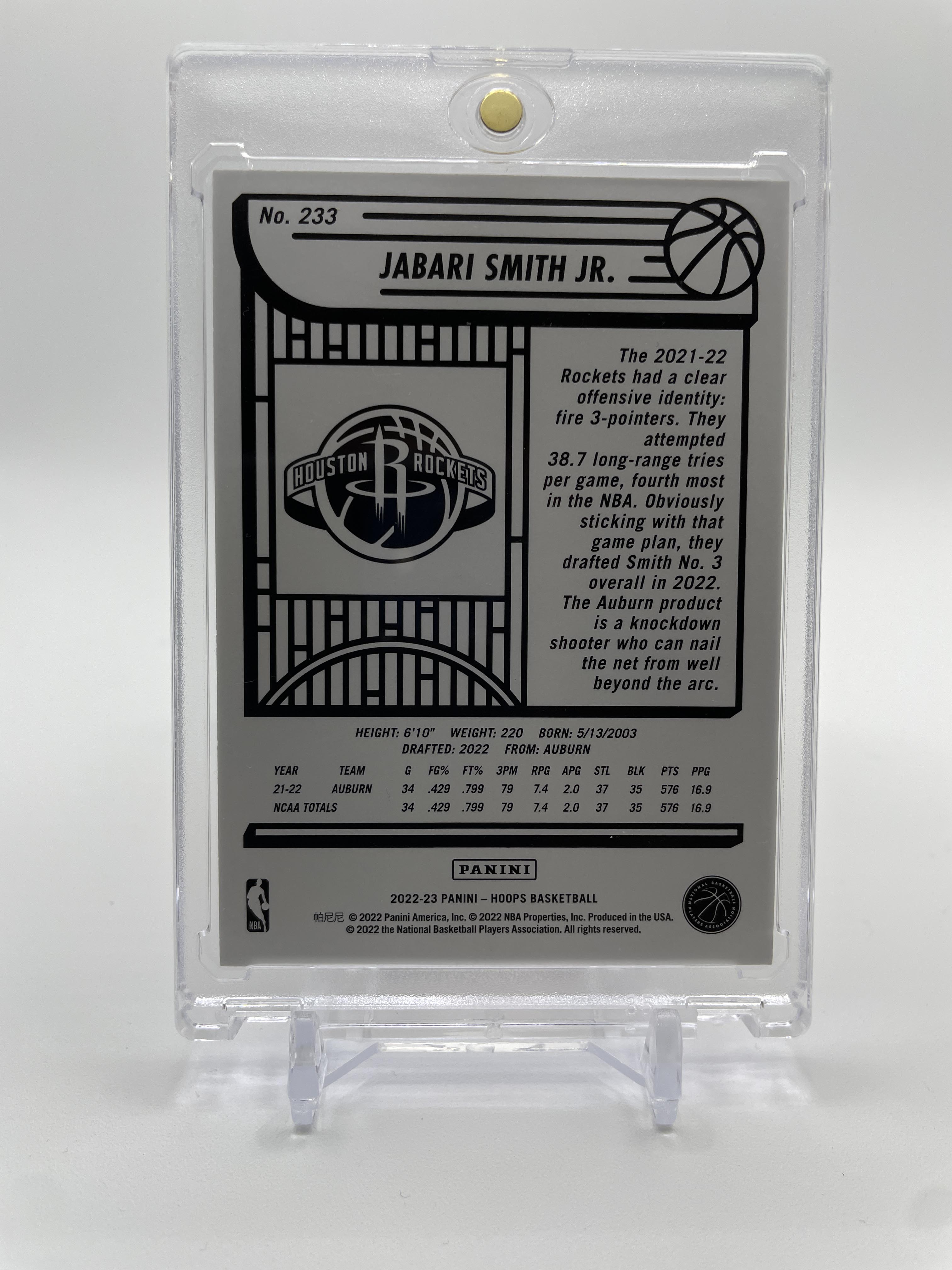 2022-23 Panini NBA Hoops Jabari Smith Jr. Silver Foil Rookie /199