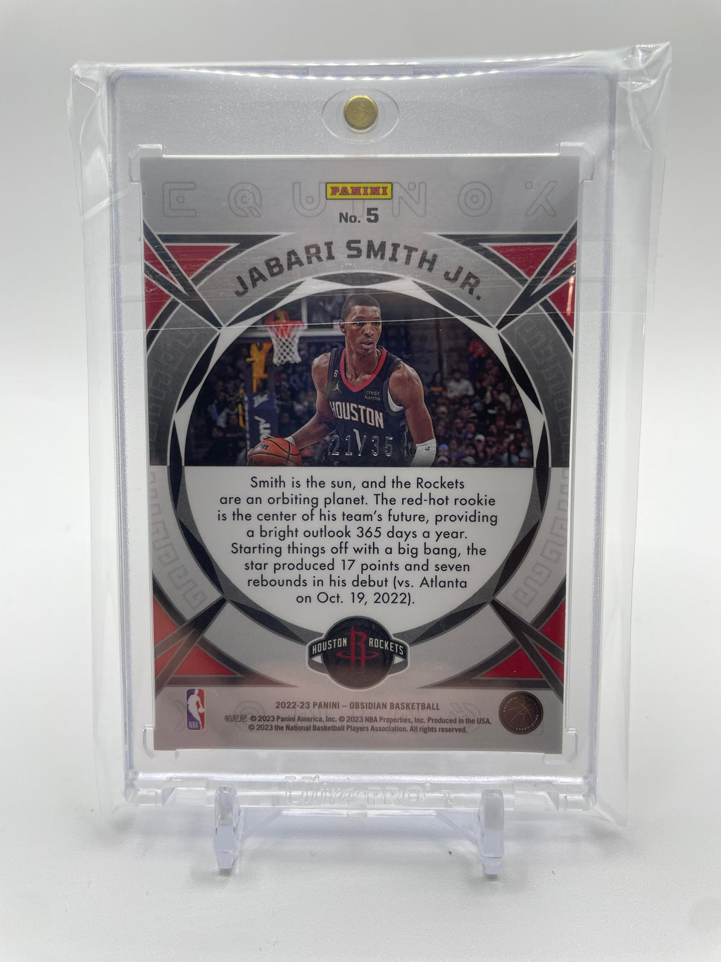 2022-23 Panini Obsidian Jabari Smith Jr. Equinox Electric Etch Orange Rookie /25