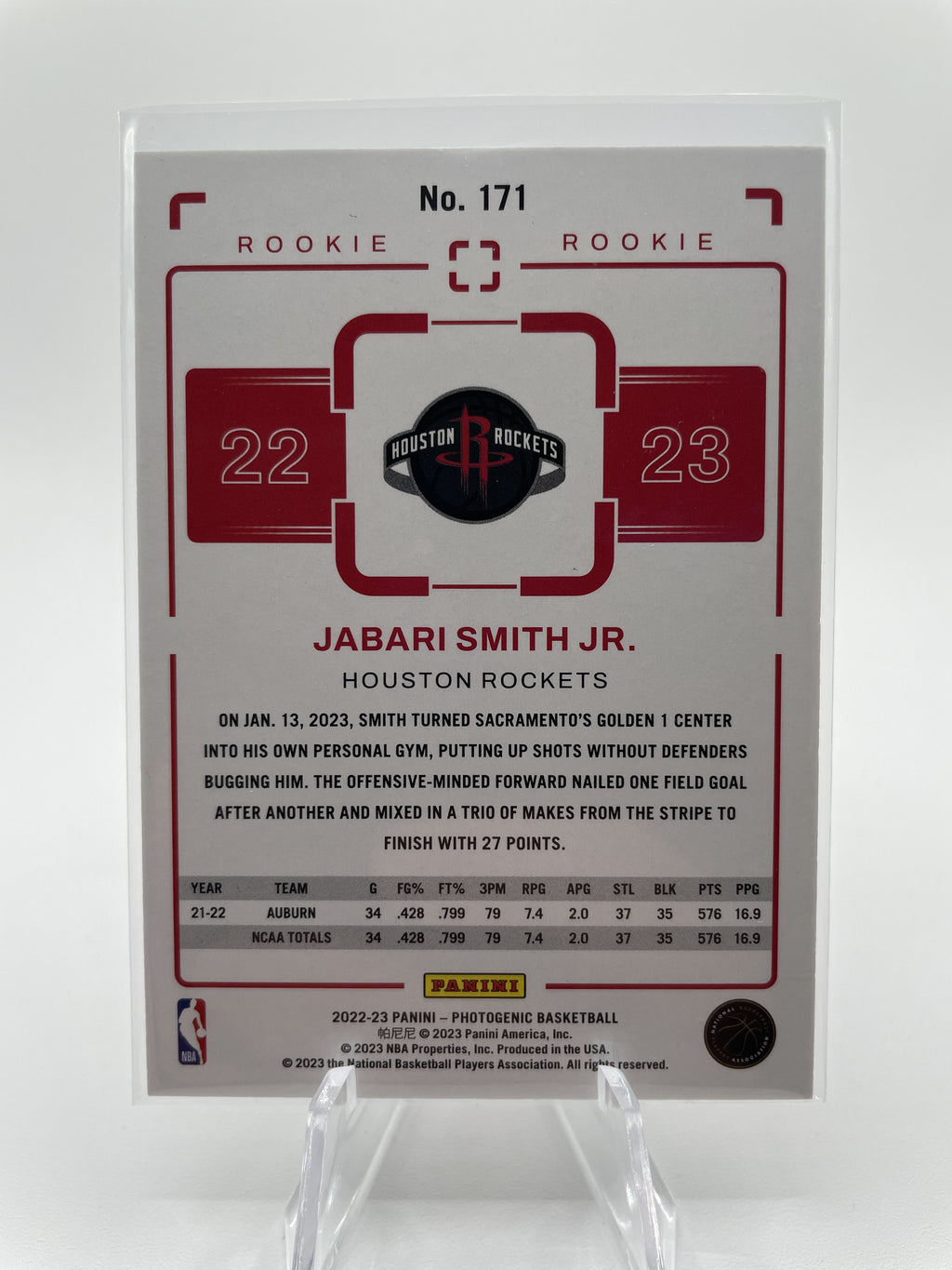2022-23 Panini Photogenic Jabari Smith Rookie /999 #171