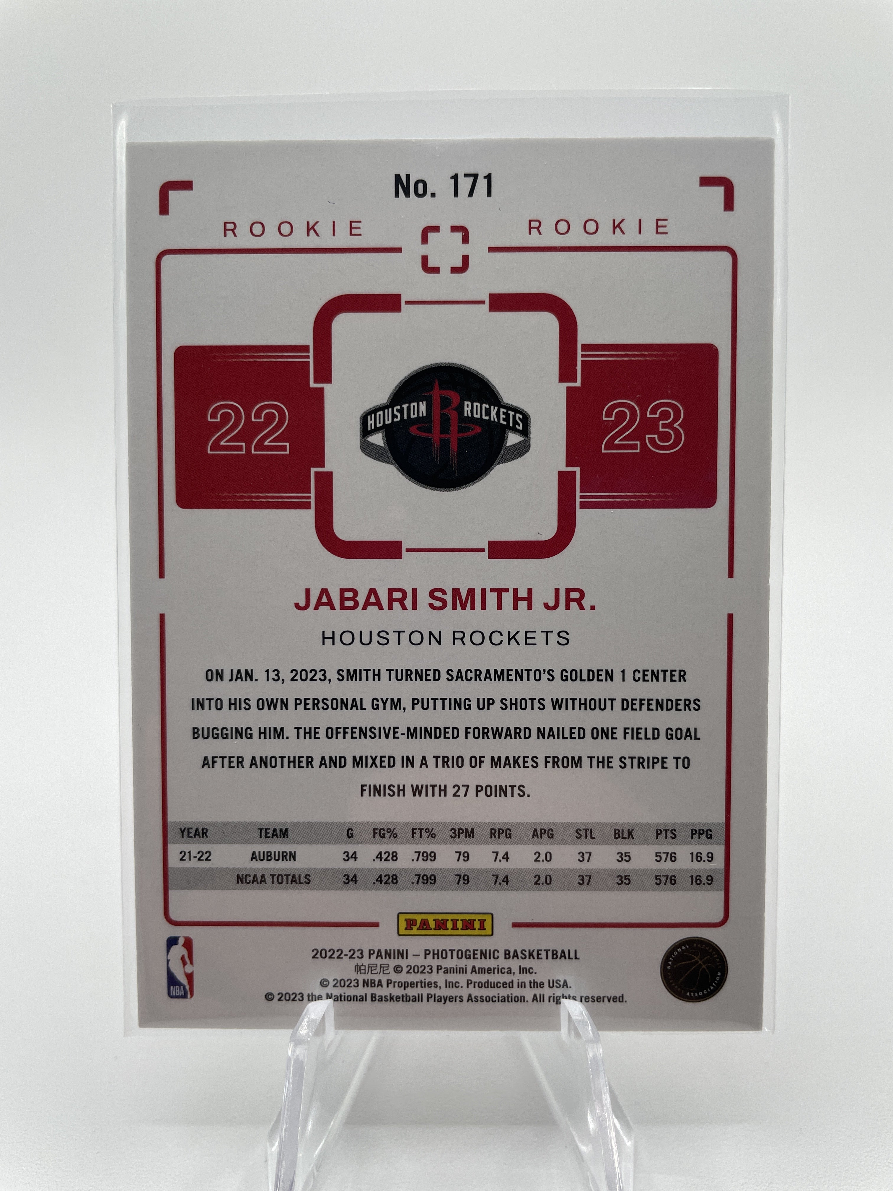 2022-23 Panini Photogenic Jabari Smith Rookie /999 #171