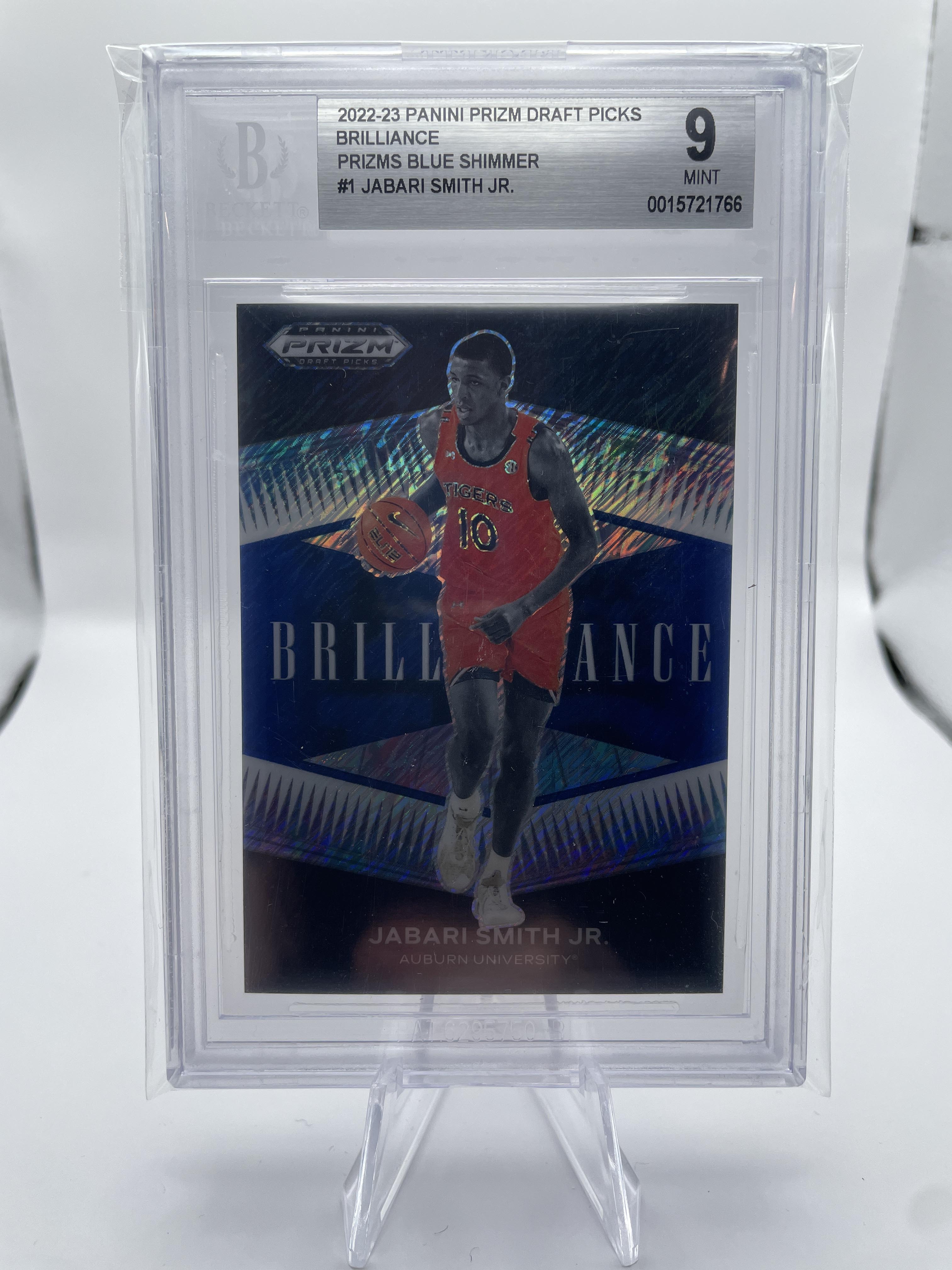 2022-23 Panini Prizm Draft Jabari Smith Jr. Brilliance Blue Shimmer RC /19 BGS 9