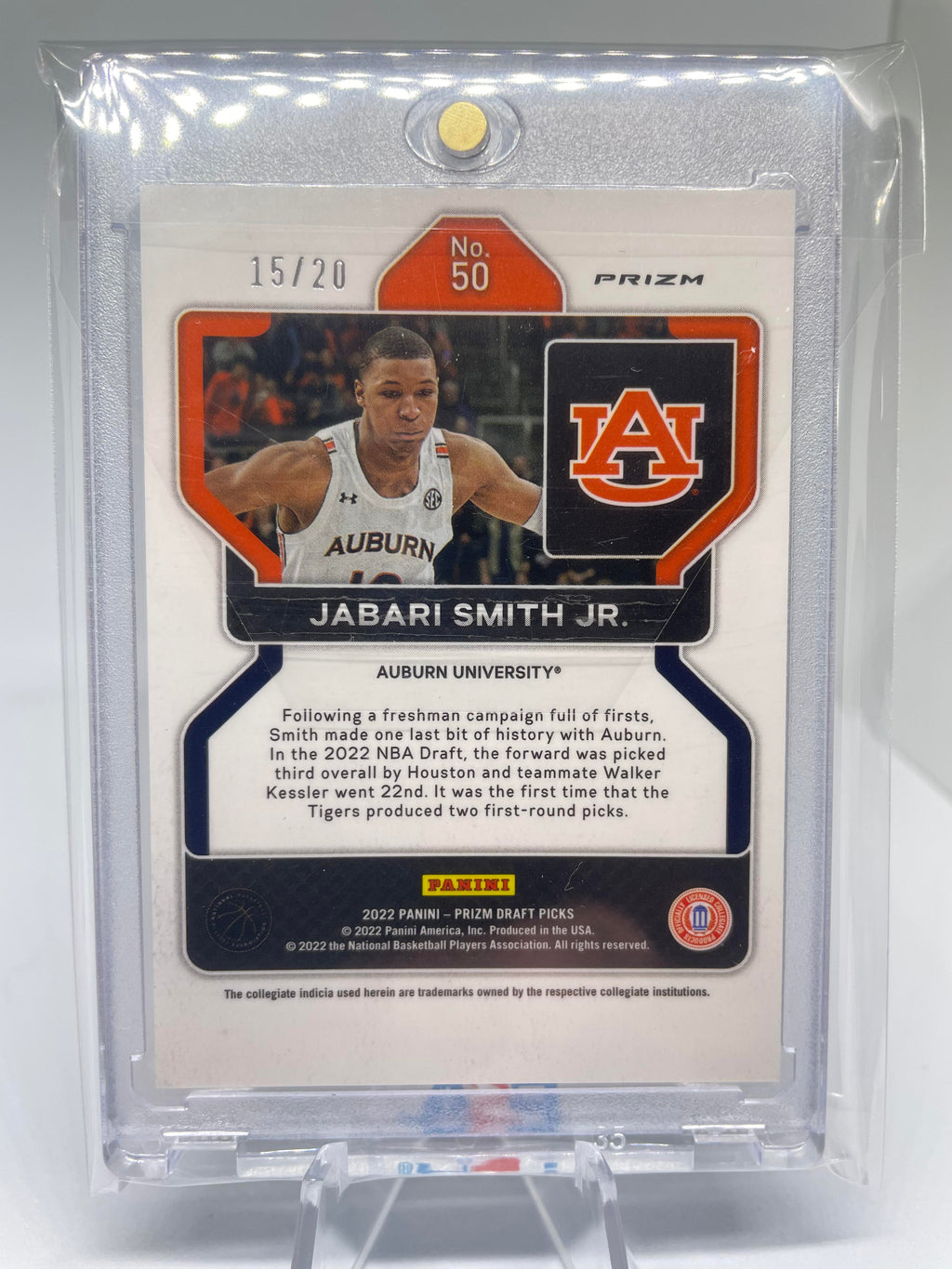 2022-23 Panini Prizm Draft Jabari Smith Jr Pink Circles Prizm Rookie /20 #50