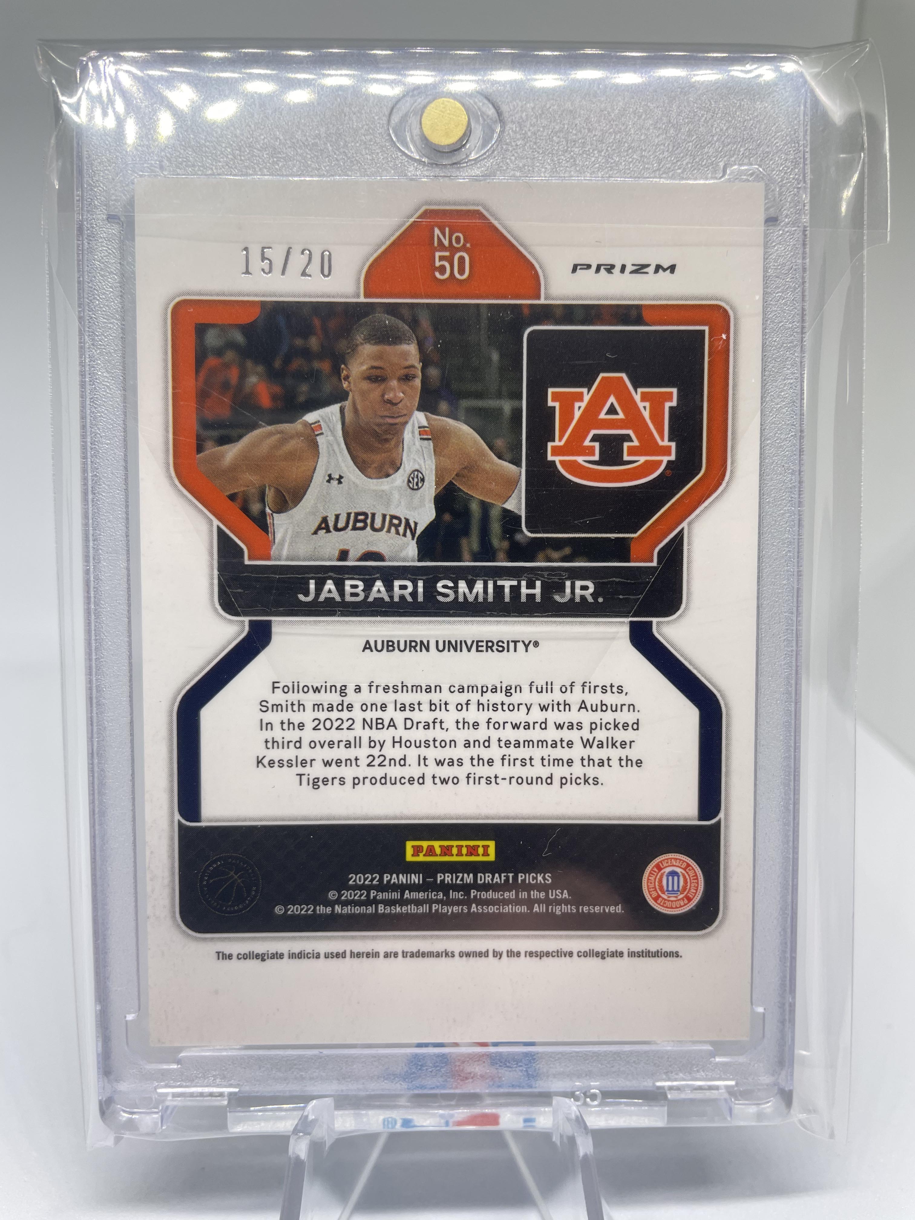 2022-23 Panini Prizm Draft Jabari Smith Jr Pink Circles Prizm Rookie /20 #50