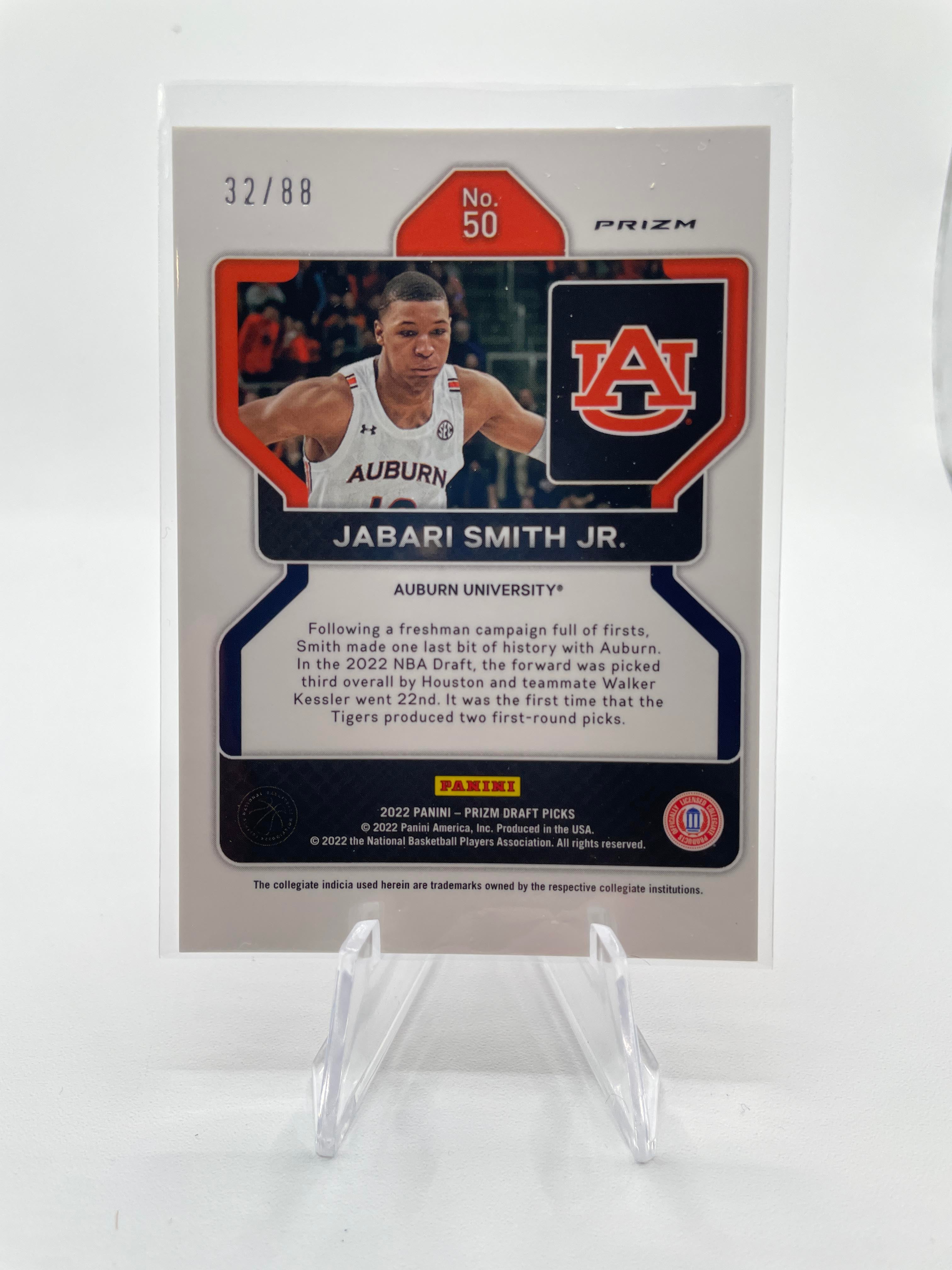 2022-23 Panini Prizm Draft Picks Jabari Smith Jr Red Choice Prizm Rookie /88
