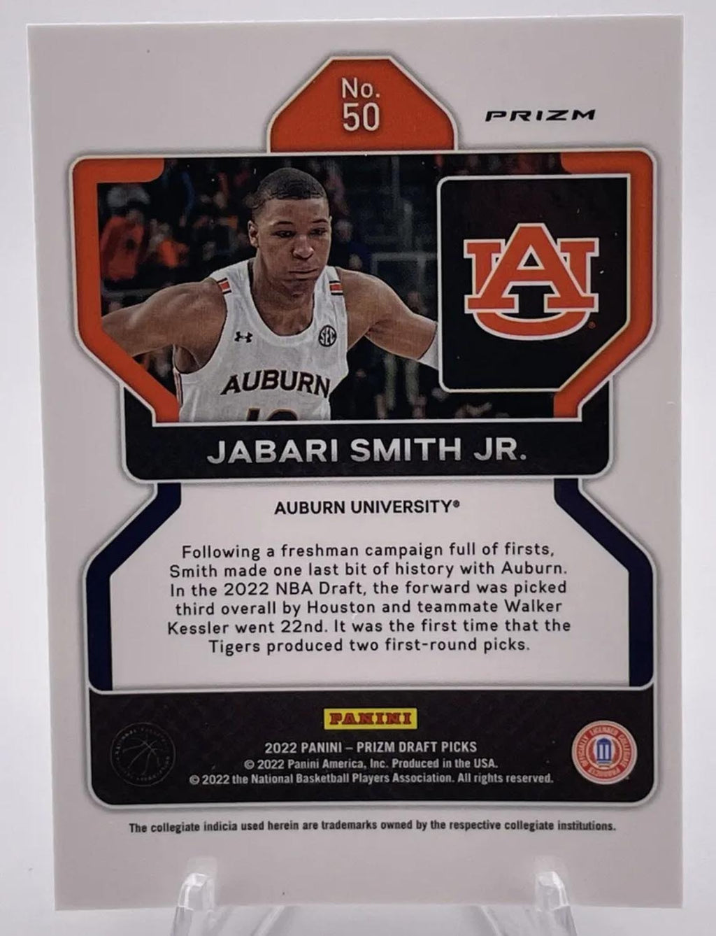 2022-23 Panini Prizm Draft Picks Jabari Smith Jr Silver Prizm Rookie #50