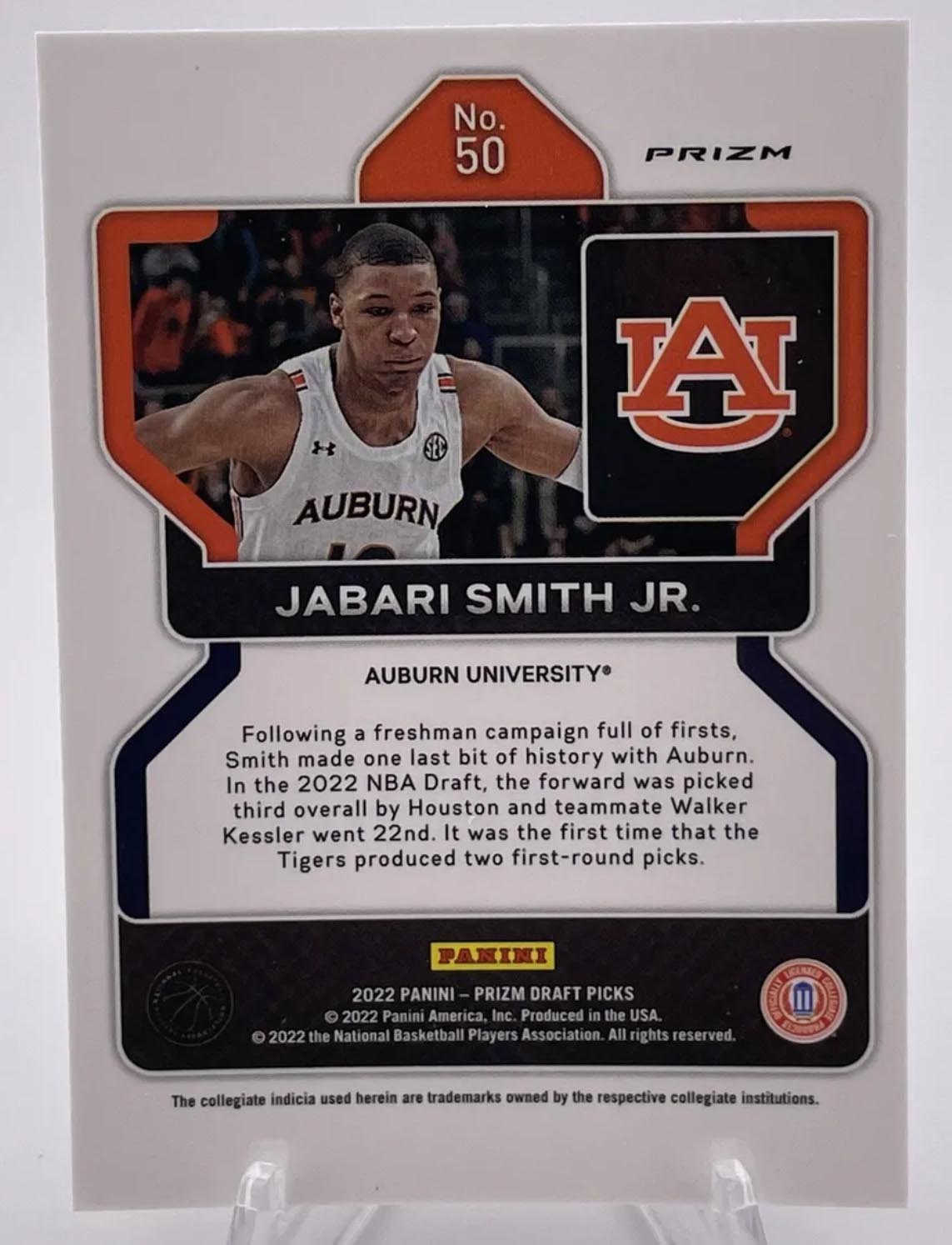 2022-23 Panini Prizm Draft Picks Jabari Smith Jr Silver Prizm Rookie #50