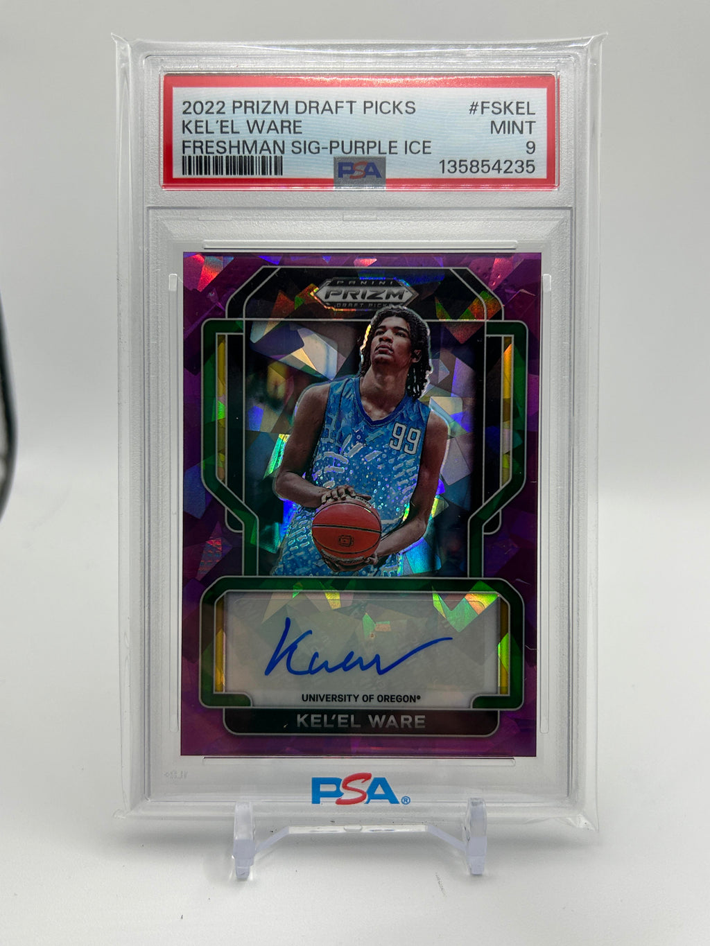 2022-23 Panini Prizm Draft Picks Kel'El Ware Purple Ice Rookie Auto /99 PSA 9