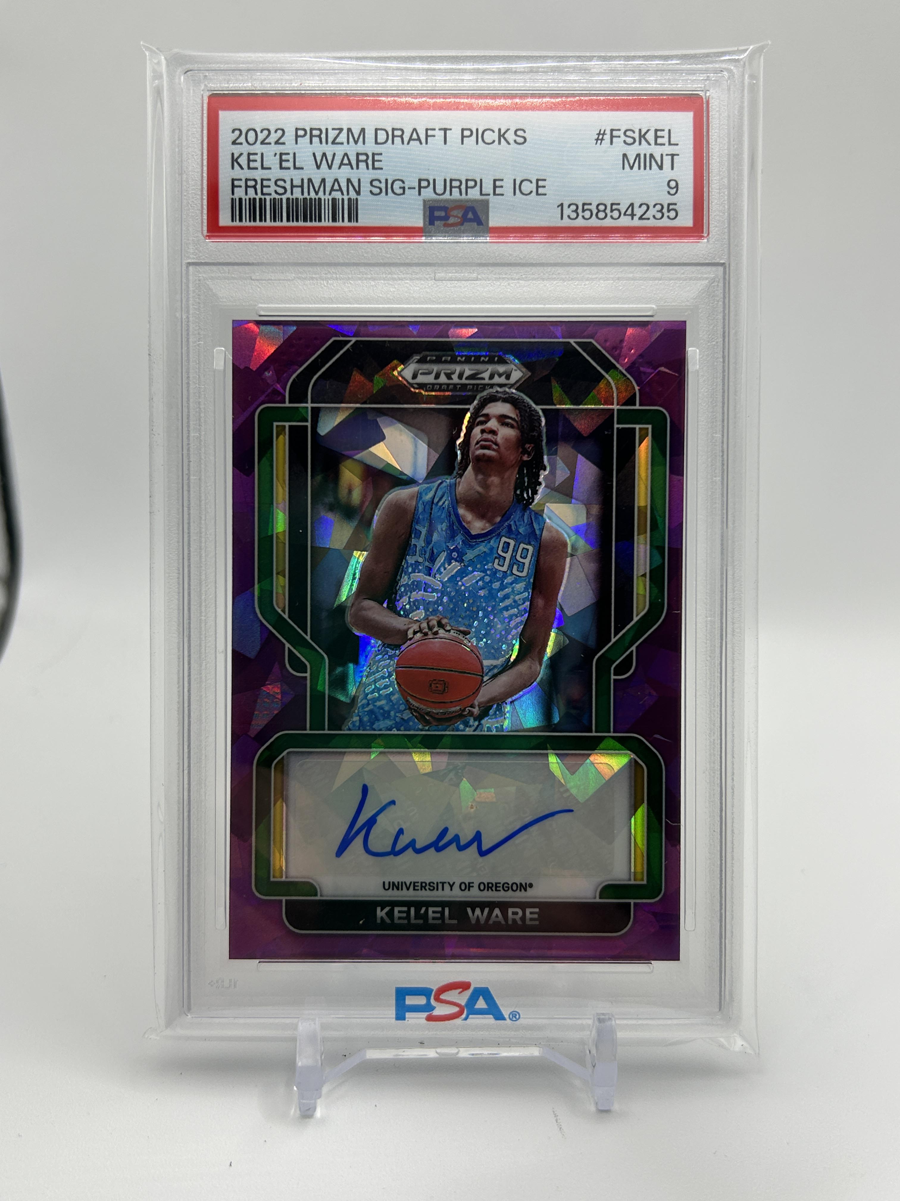 2022-23 Panini Prizm Draft Picks Kel'El Ware Purple Ice Rookie Auto /99 PSA 9