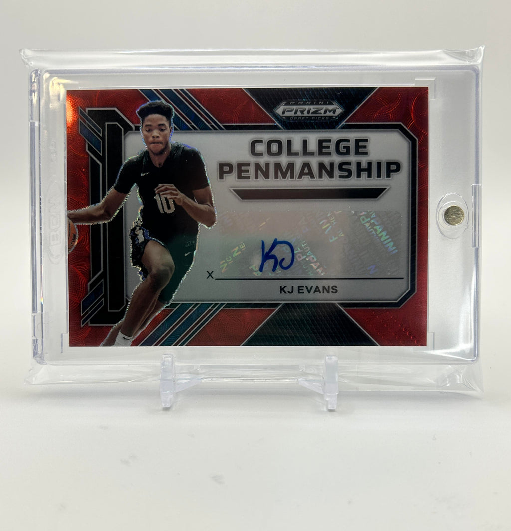 2022-23 Panini Prizm Draft Picks Kwame KJ Evans Pemanship Choice Red Auto /40