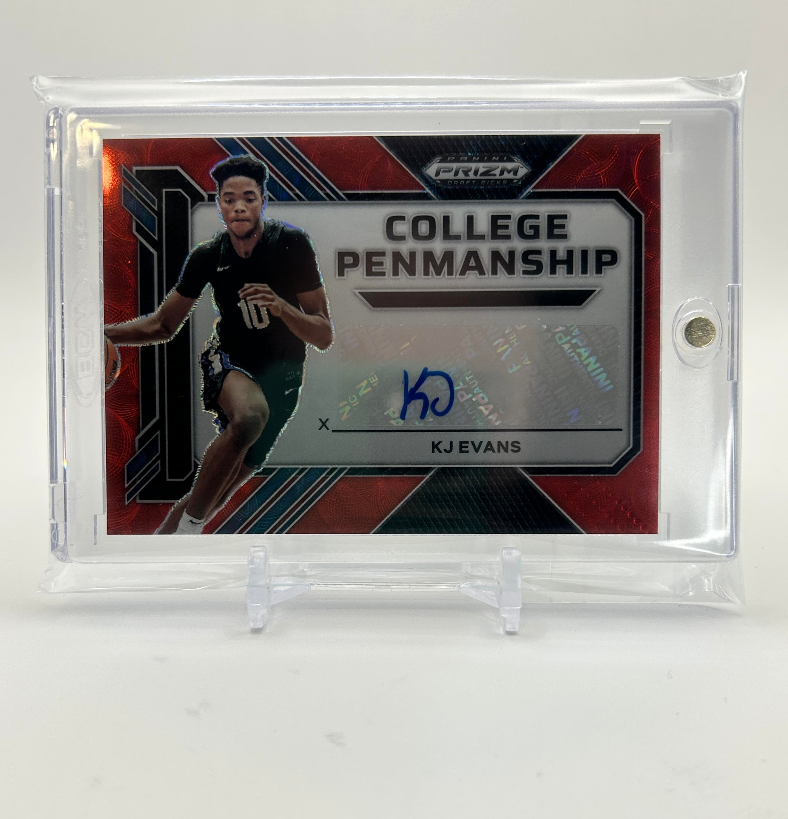 2022-23 Panini Prizm Draft Picks Kwame KJ Evans Pemanship Choice Red Auto /40