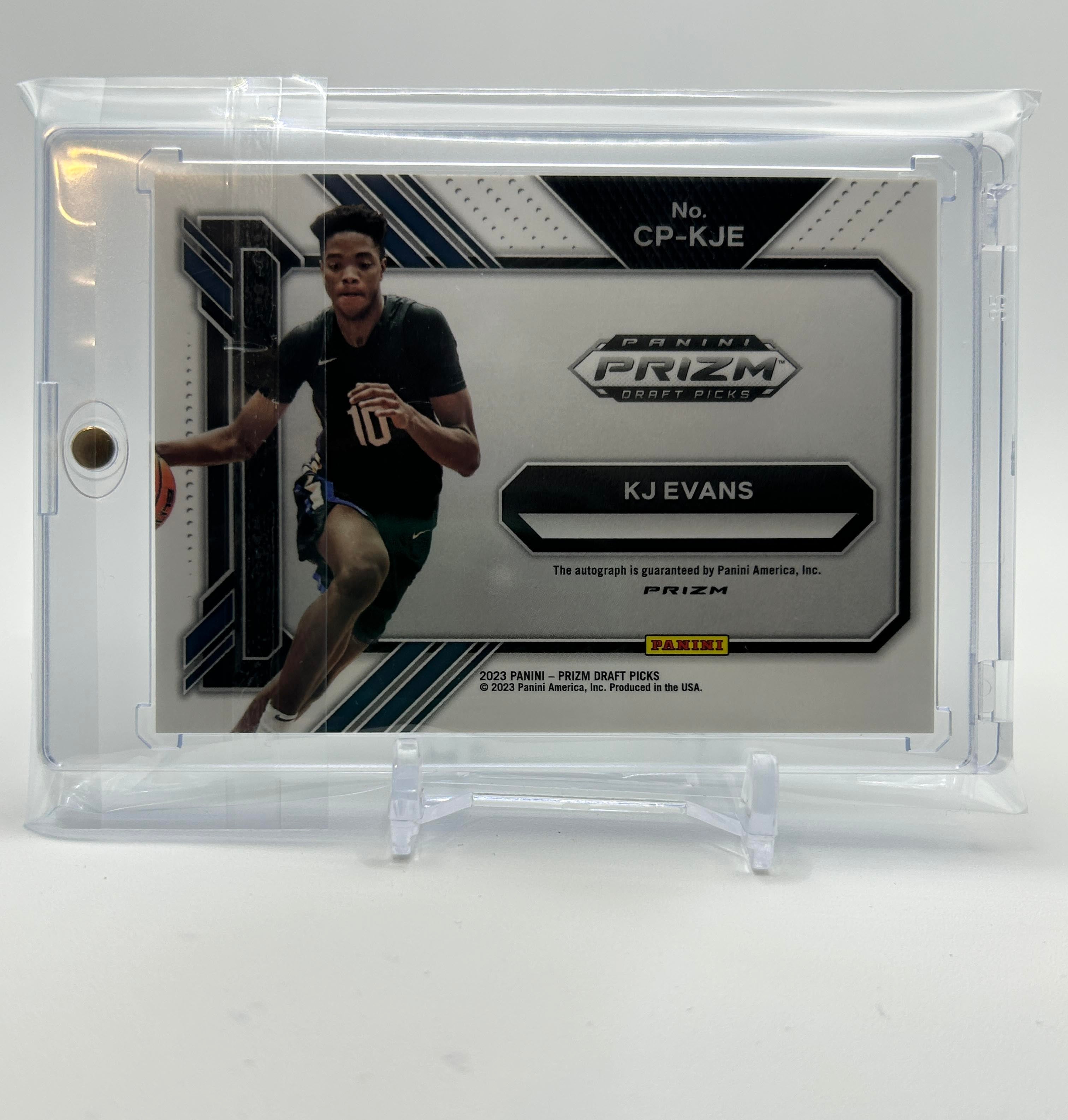 2022-23 Panini Prizm Draft Picks Kwame KJ Evans Pemanship Green Prizm Auto