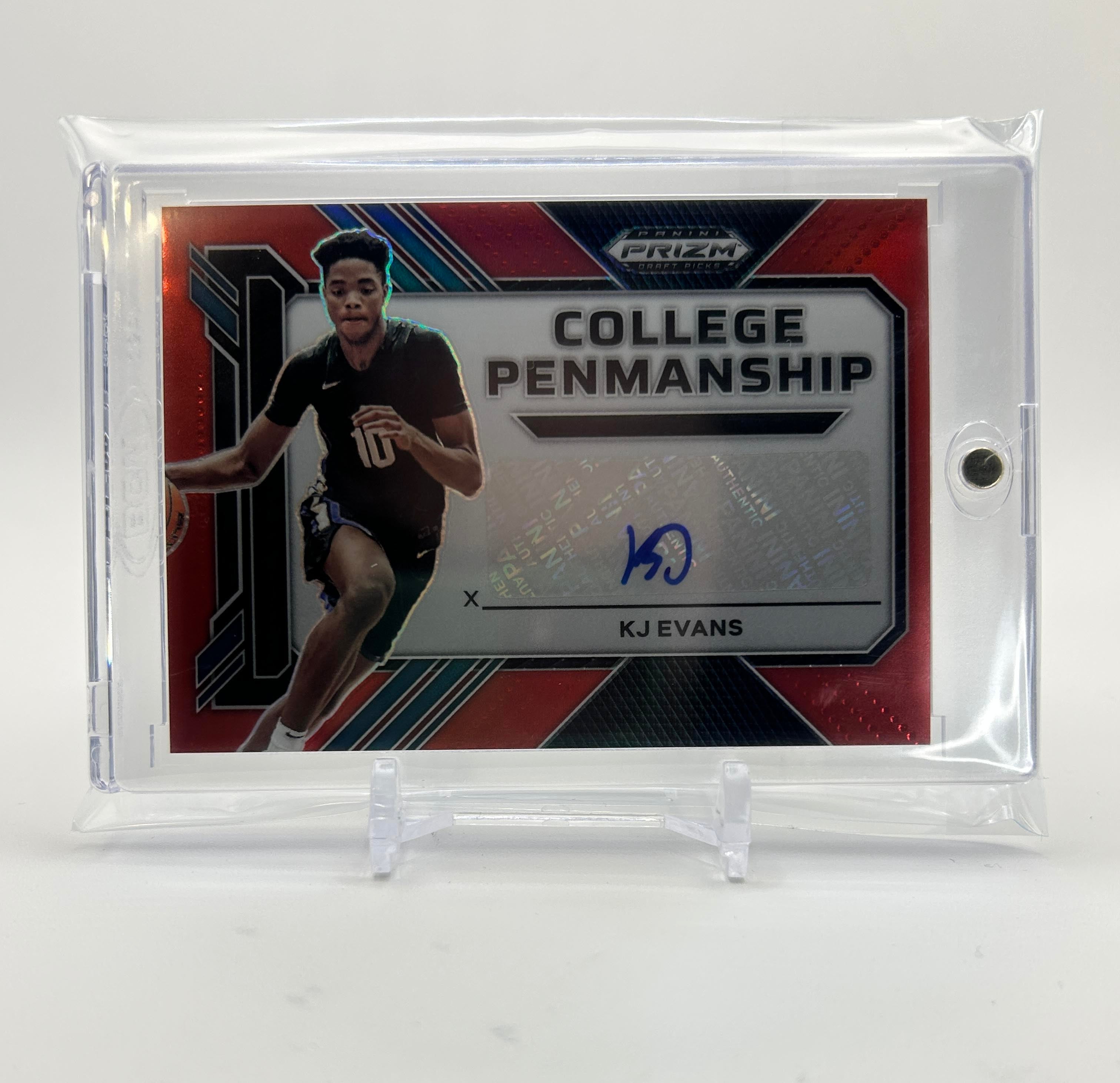 2022-23 Panini Prizm Draft Picks Kwame KJ Evans Pemanship Red Prizm Auto /199