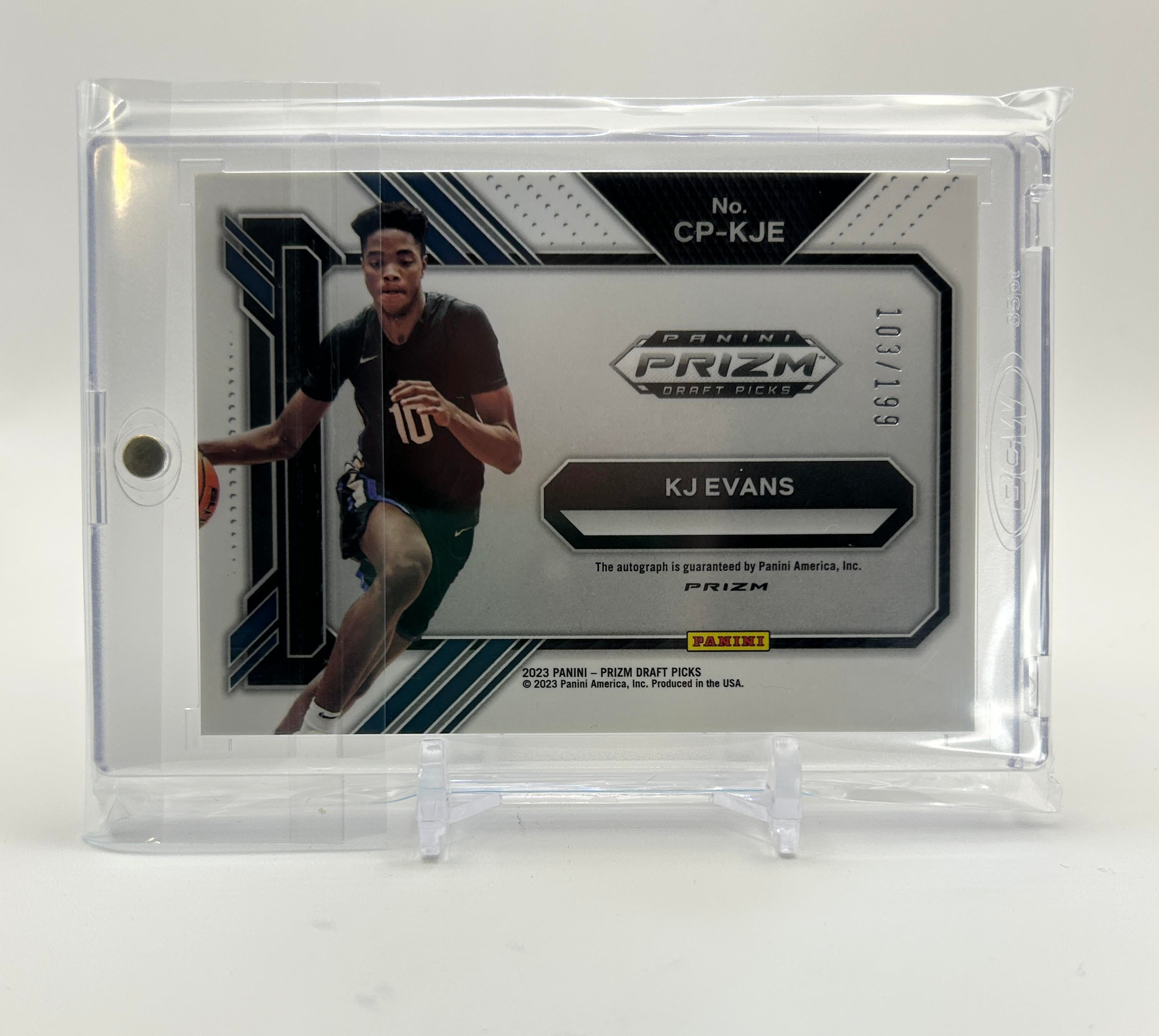 2022-23 Panini Prizm Draft Picks Kwame KJ Evans Pemanship Red Prizm Auto /199