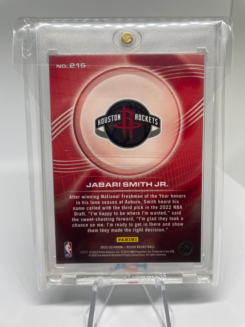 2022-23 Panini Recon Jabari Smith Jr Red Holo Rookie /199 #215