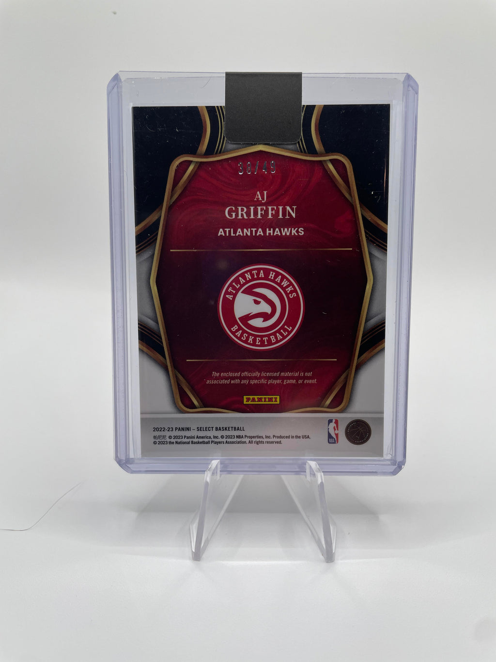 2022-23 Panini Select AJ Griffin Draft Selections Rookie Prizm Patch /75