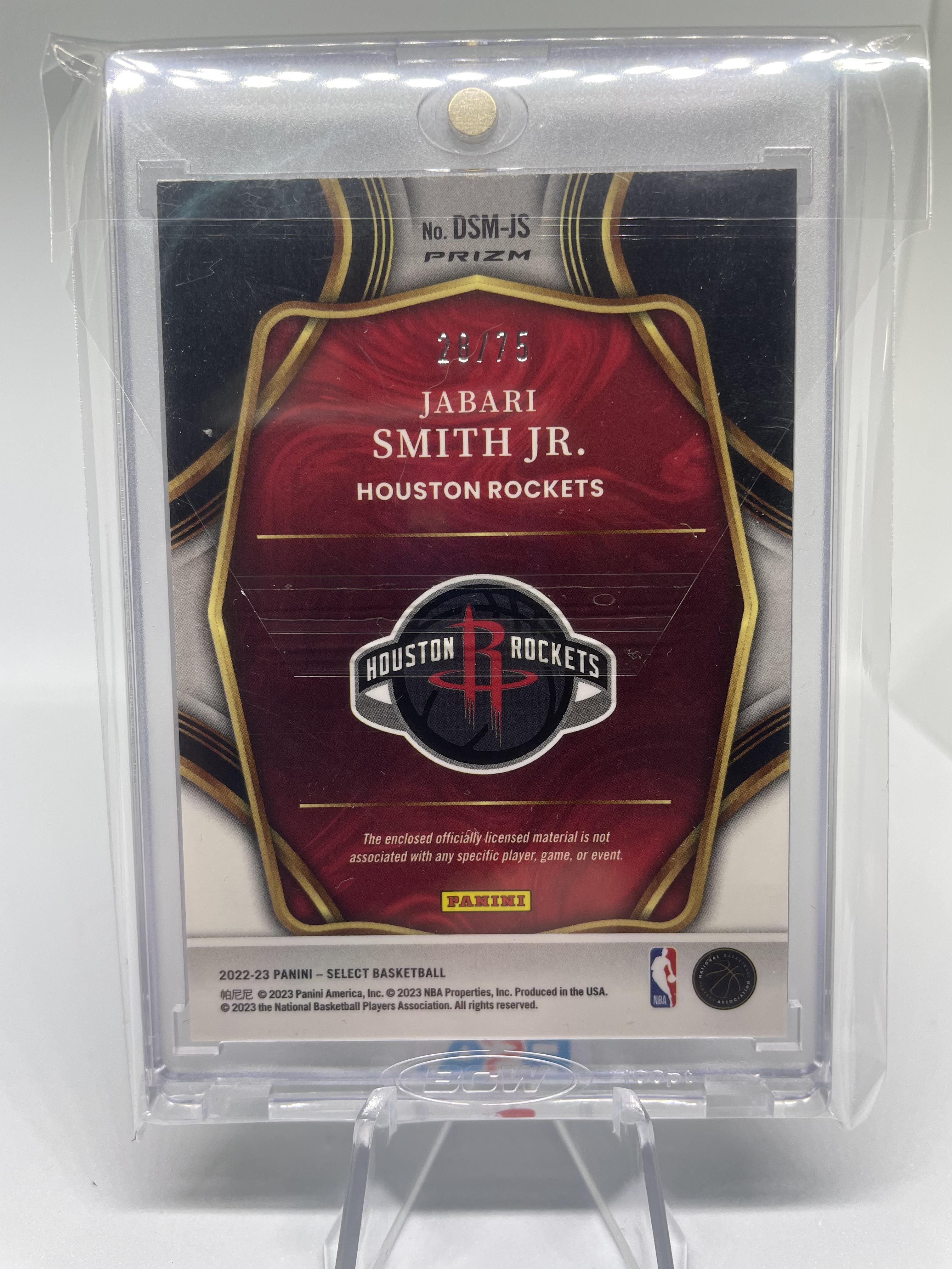 2022-23 Panini Select Jabari Smith Draft Selections Blue Prizm Patch Rookie /75