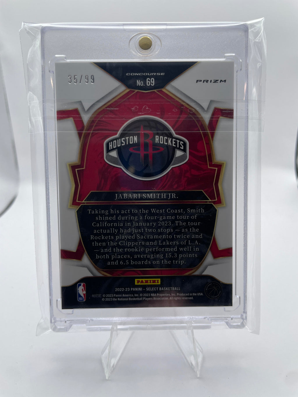 2022-23 Panini Select Jabari Smith Jr. Light Blue Disco Prizm Rookie /99
