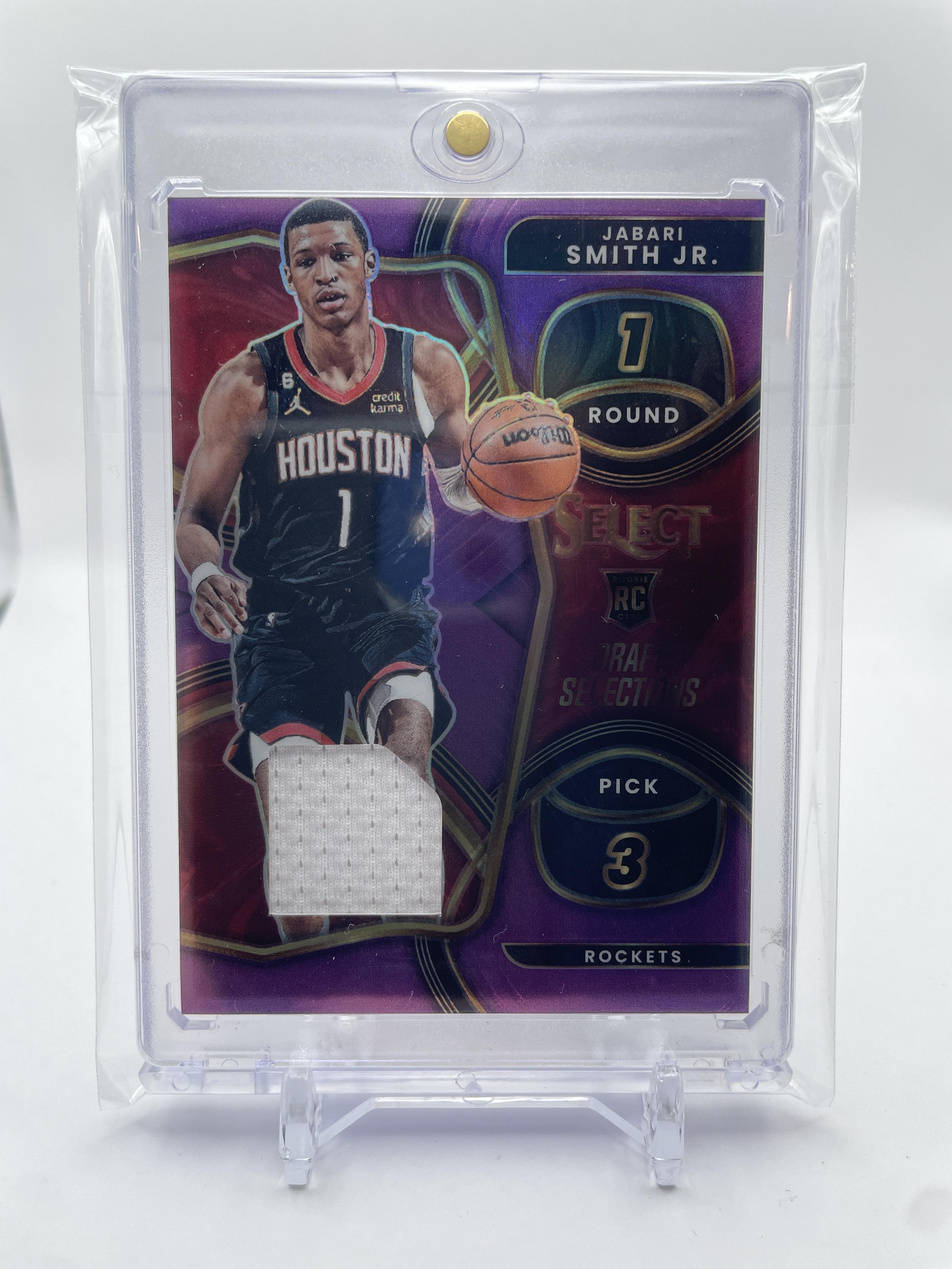 2022-23 Panini Select Jabari Smith Selections Purple Prizm Patch Rookie /99