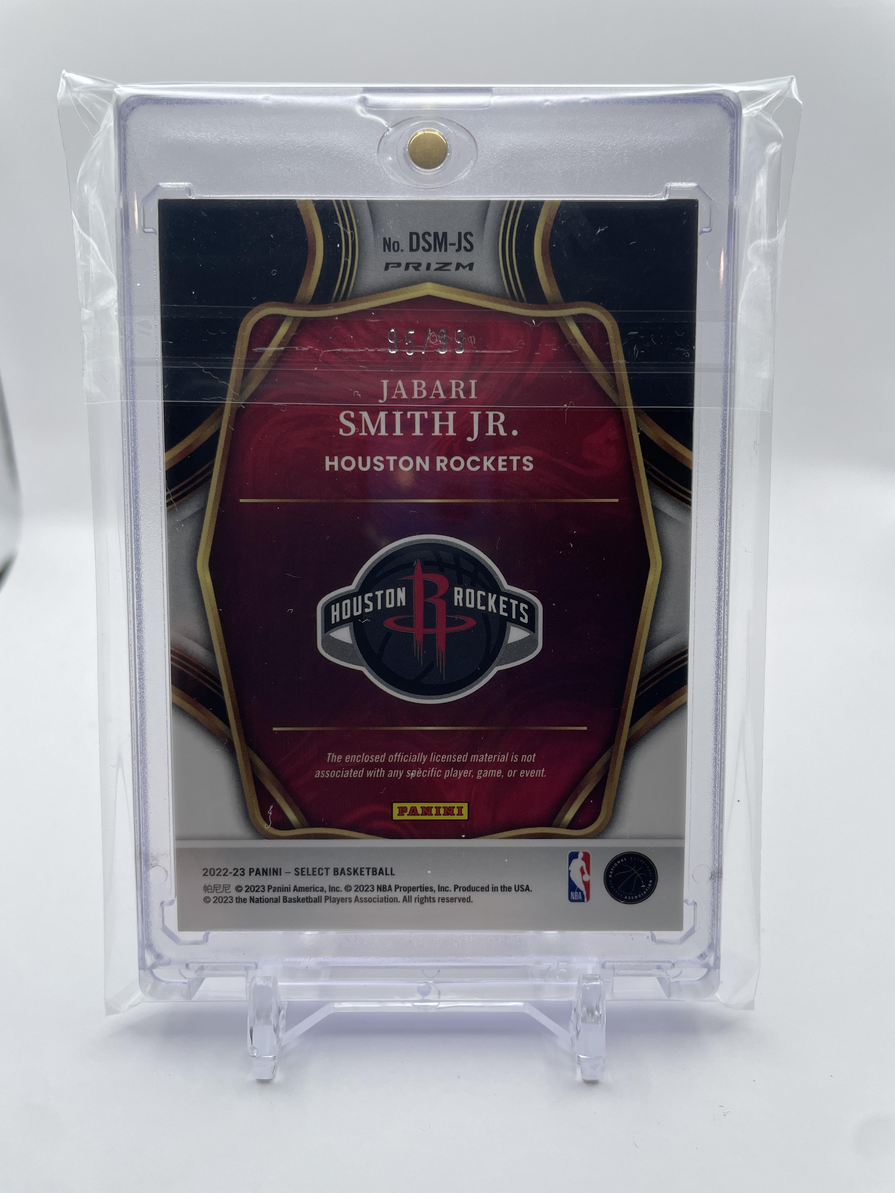 2022-23 Panini Select Jabari Smith Selections Purple Prizm Patch Rookie /99