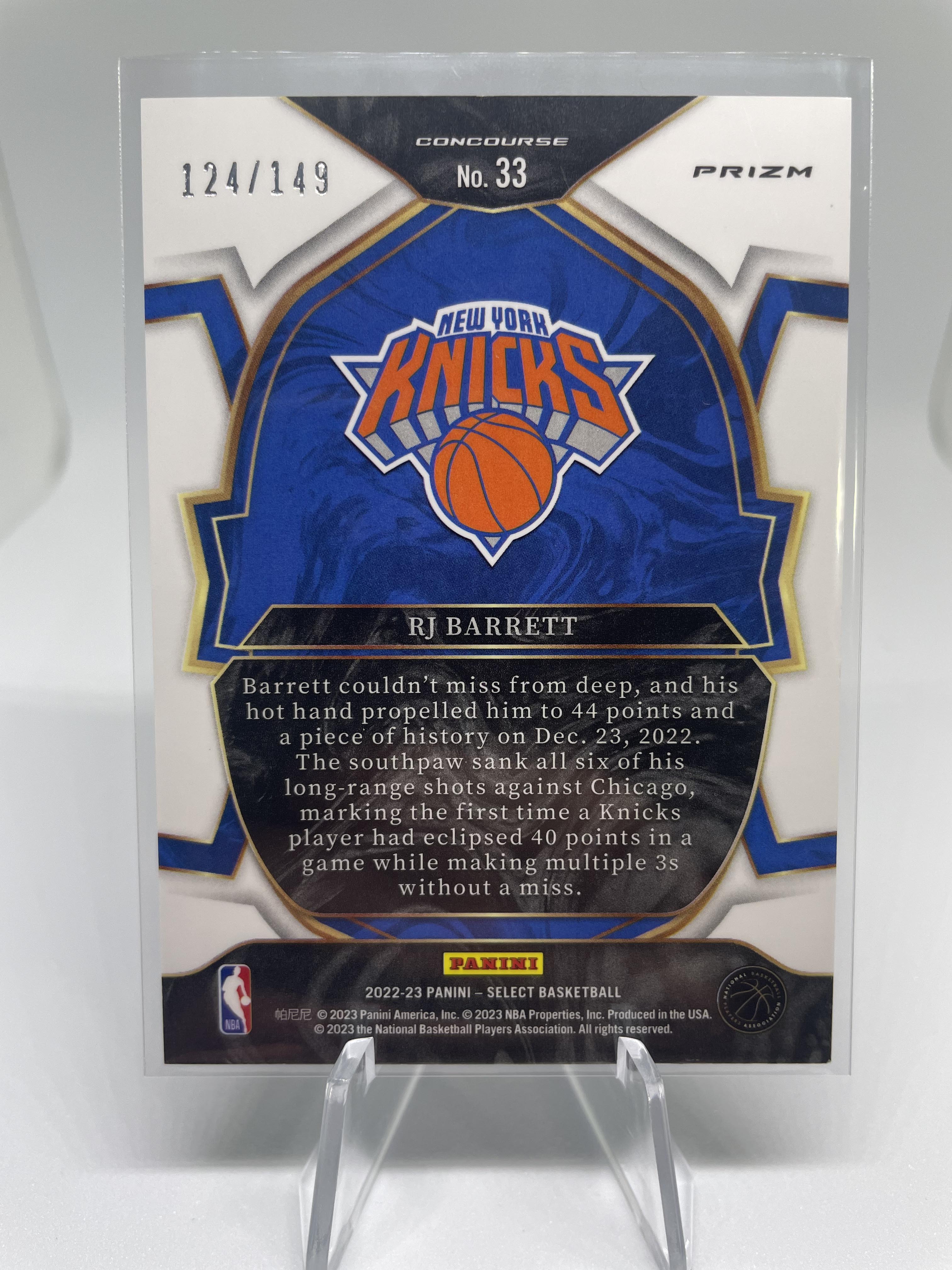 2022-23 Panini Select RJ Barrett Concourse White Disco Prizm /149
