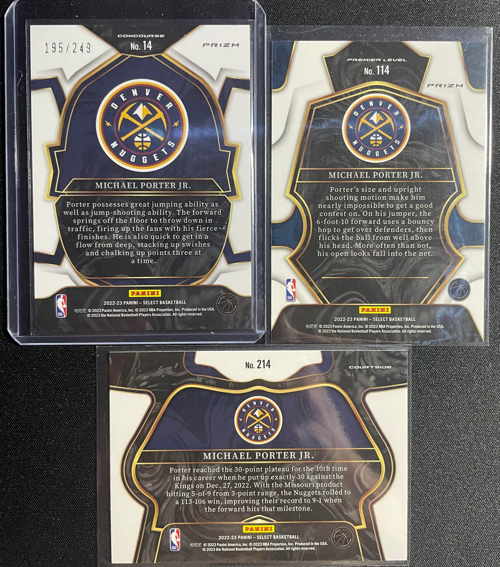 2022-23 Select Michael Porter Jr Blue /249 + Premier Level Prizm + Courtside