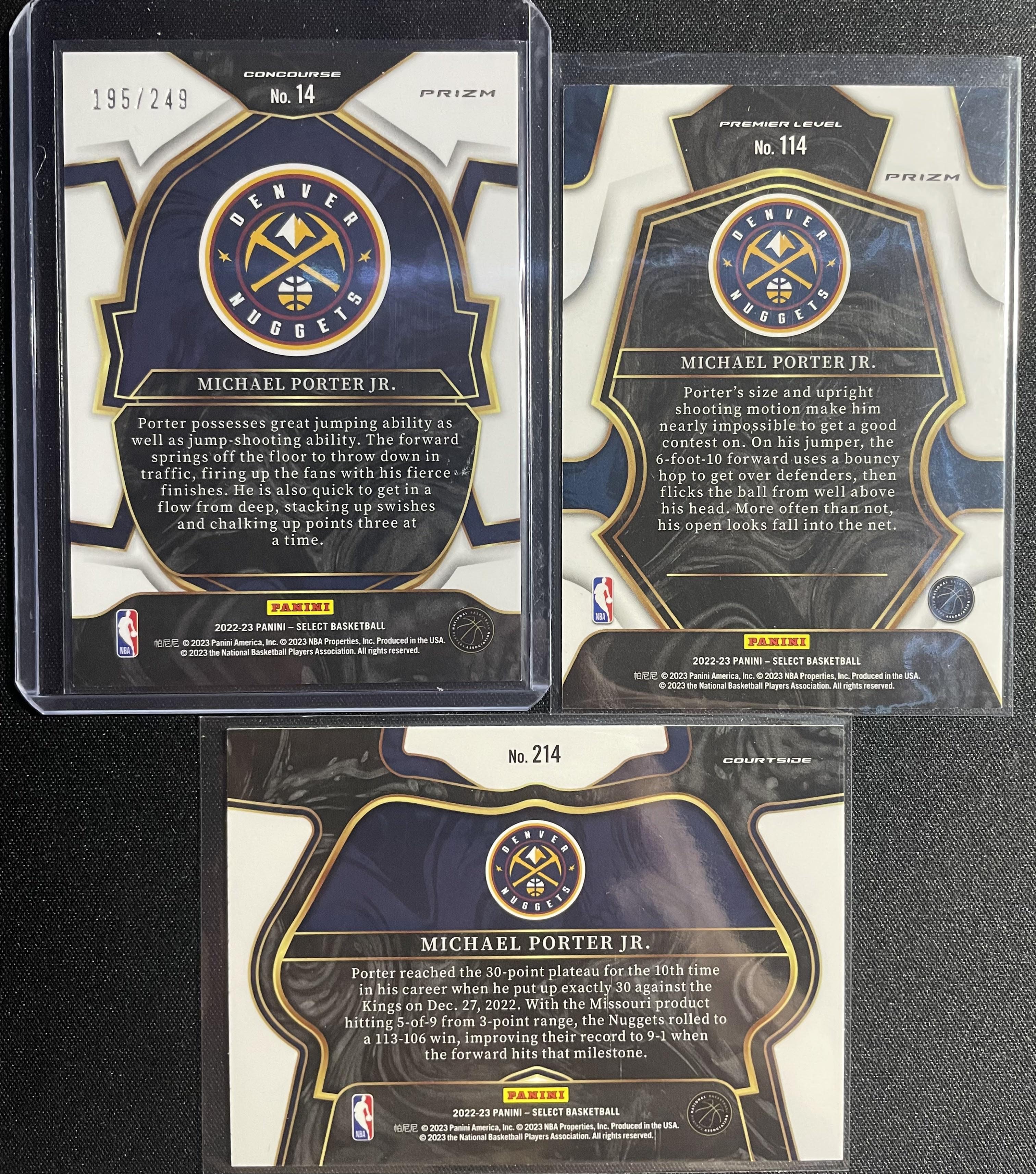 2022-23 Select Michael Porter Jr Blue /249 + Premier Level Prizm + Courtside