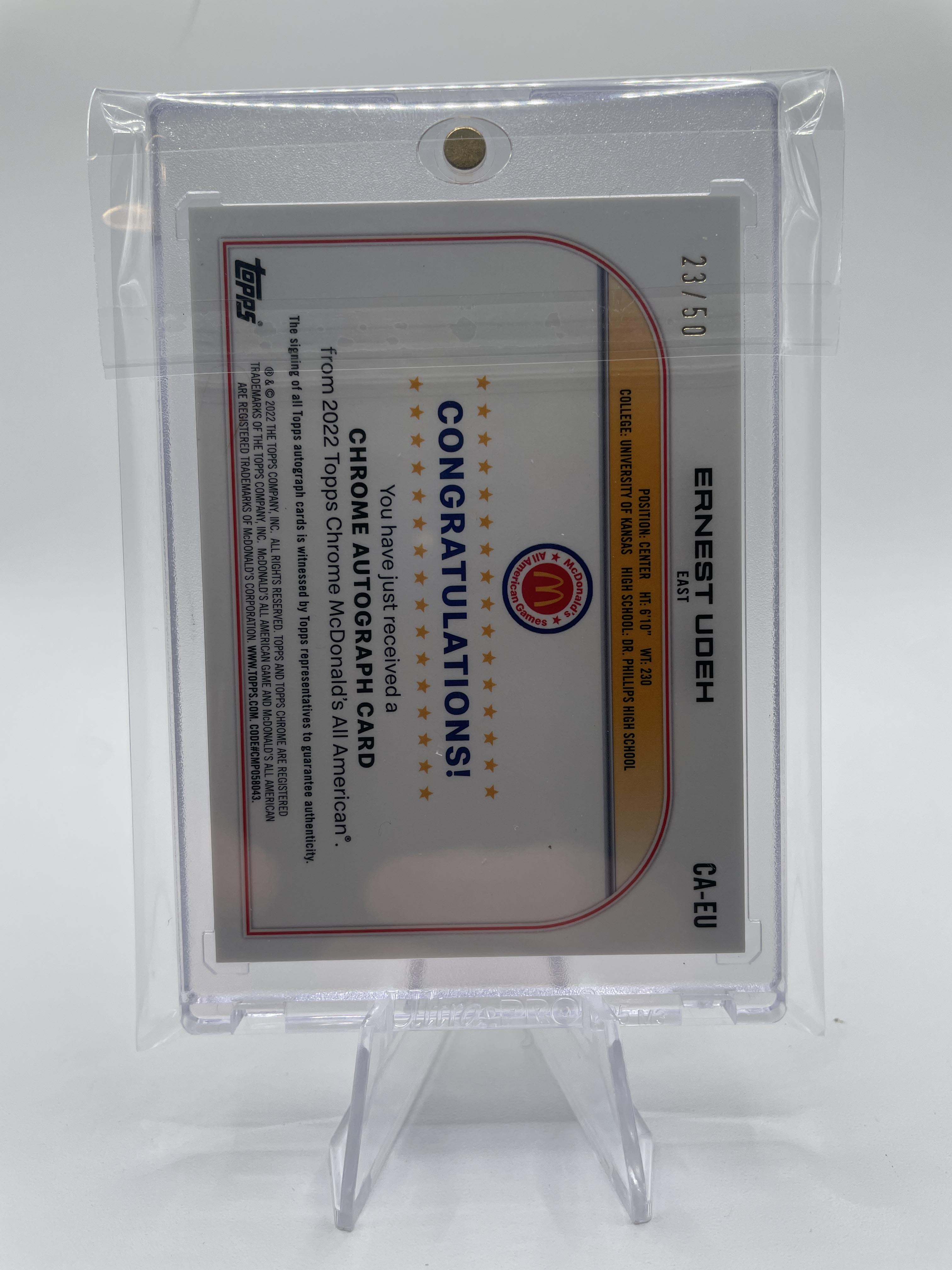 2022-23 Topps McDonald's Chrome Ernest Udeh Gold Refractor Rookie Auto /50