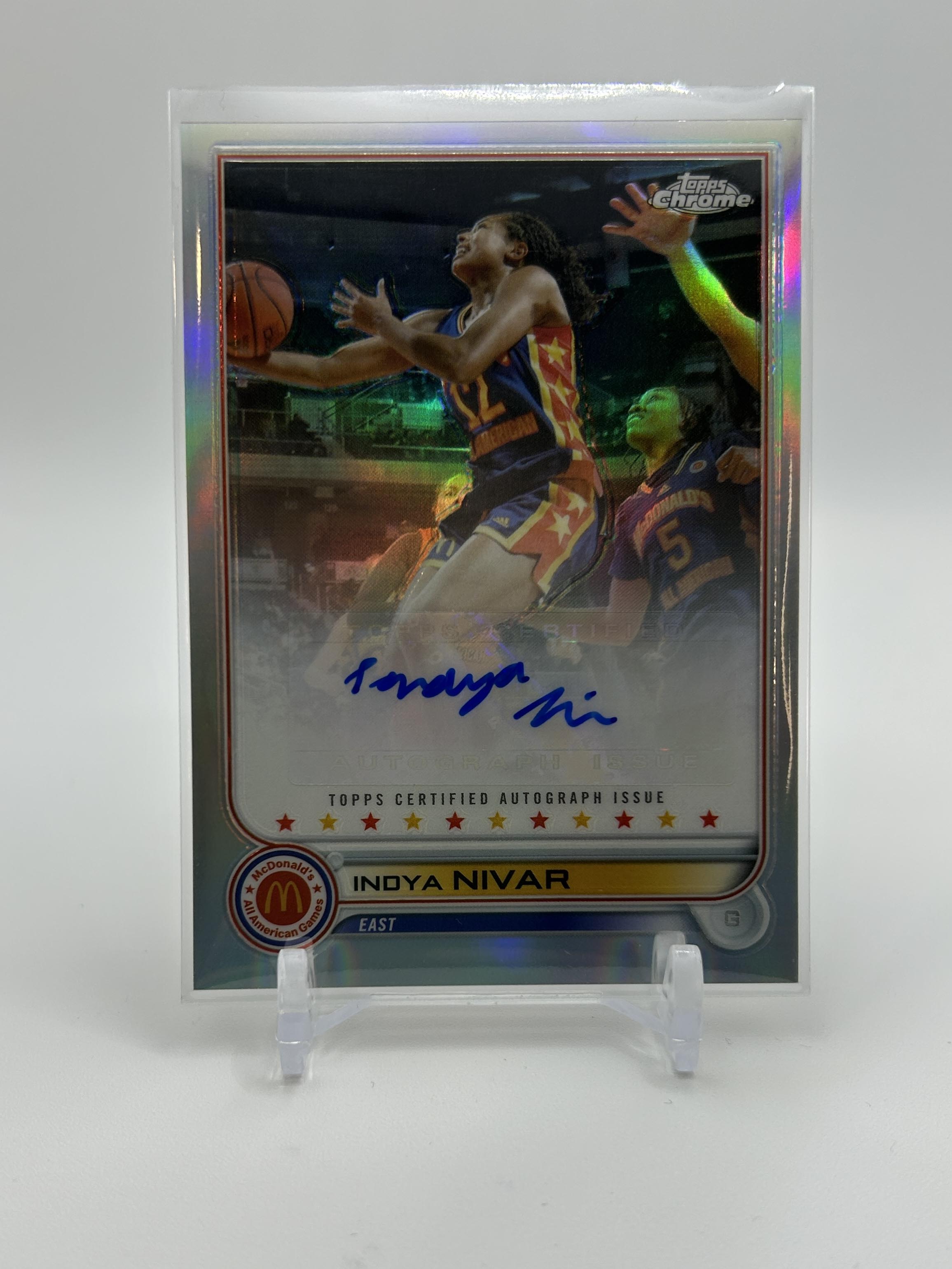 2022-23 Topps McDonald's Chrome Indya Nivar Rookie Refractor Auto