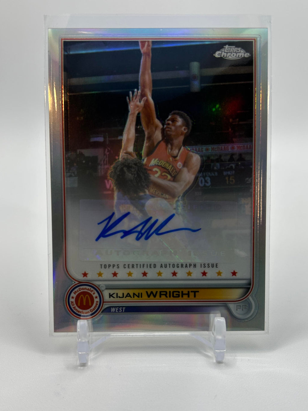 2022-23 Topps McDonald's Chrome Kijani Wright Refractor Rookie Auto