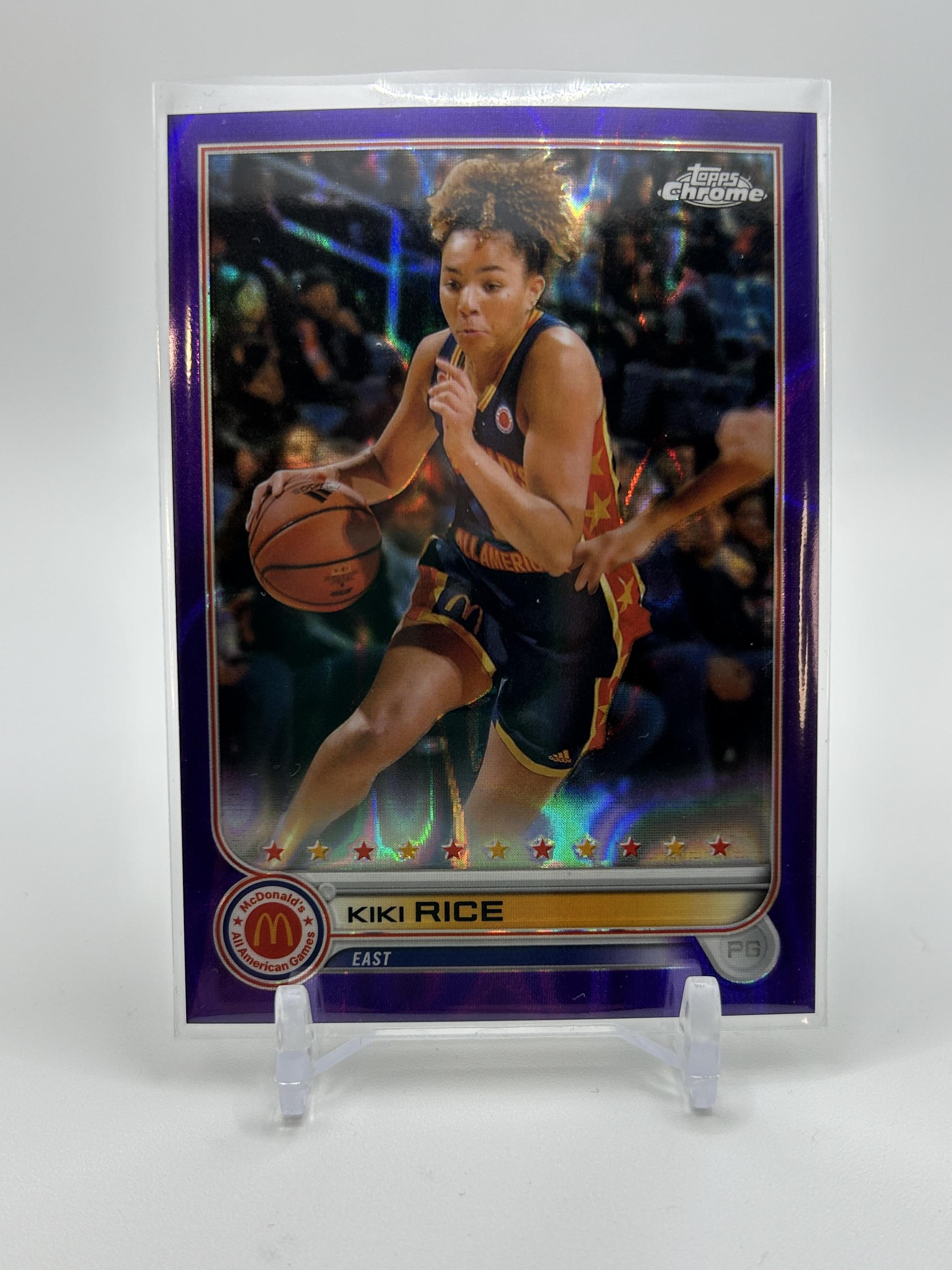 2022-23 Topps McDonald's Chrome Kiki Rice Purple Lava Refractor /299