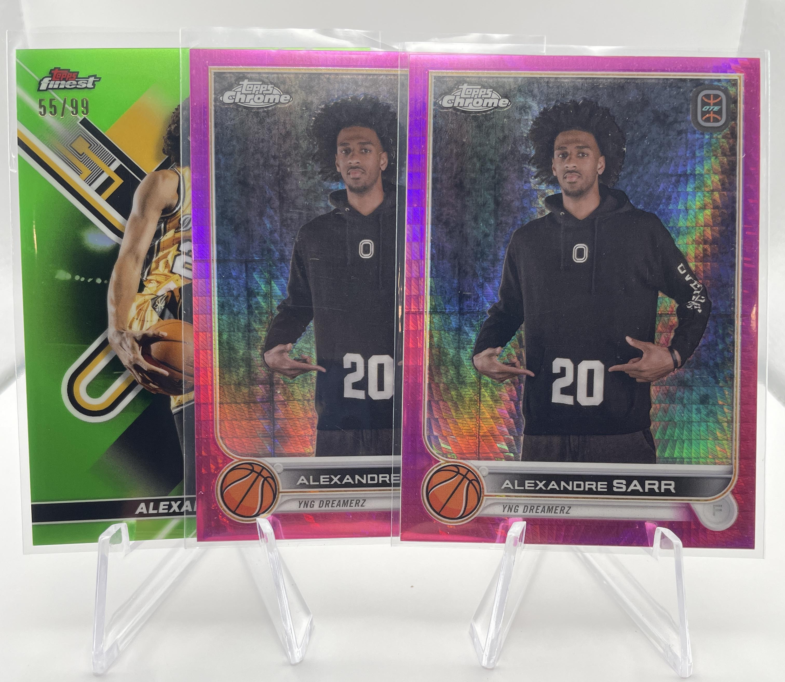 2022-23 Topps OTE Chrome Alexandre Sarr Pink Refractor /150 + Finest Green /99