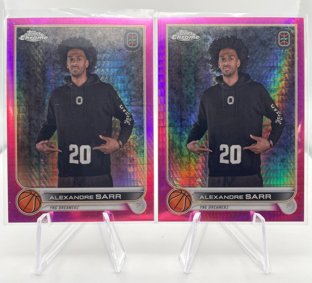 2022-23 Topps OTE Chrome Alexandre Sarr Pink Refractor /150 + Finest Green /99