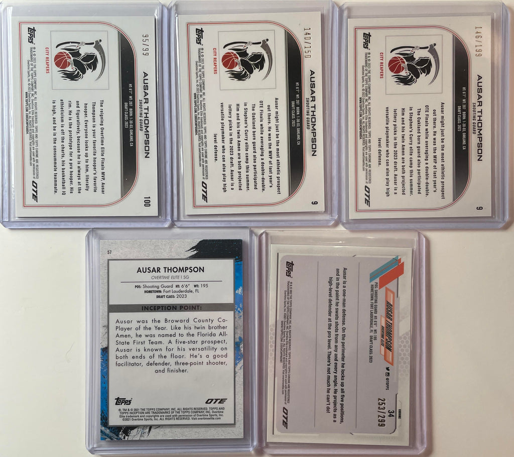 2022-23 Topps OTE Chrome Ausar Thompson Blue /99 Pink /150 Aqua /199 Set (x5)