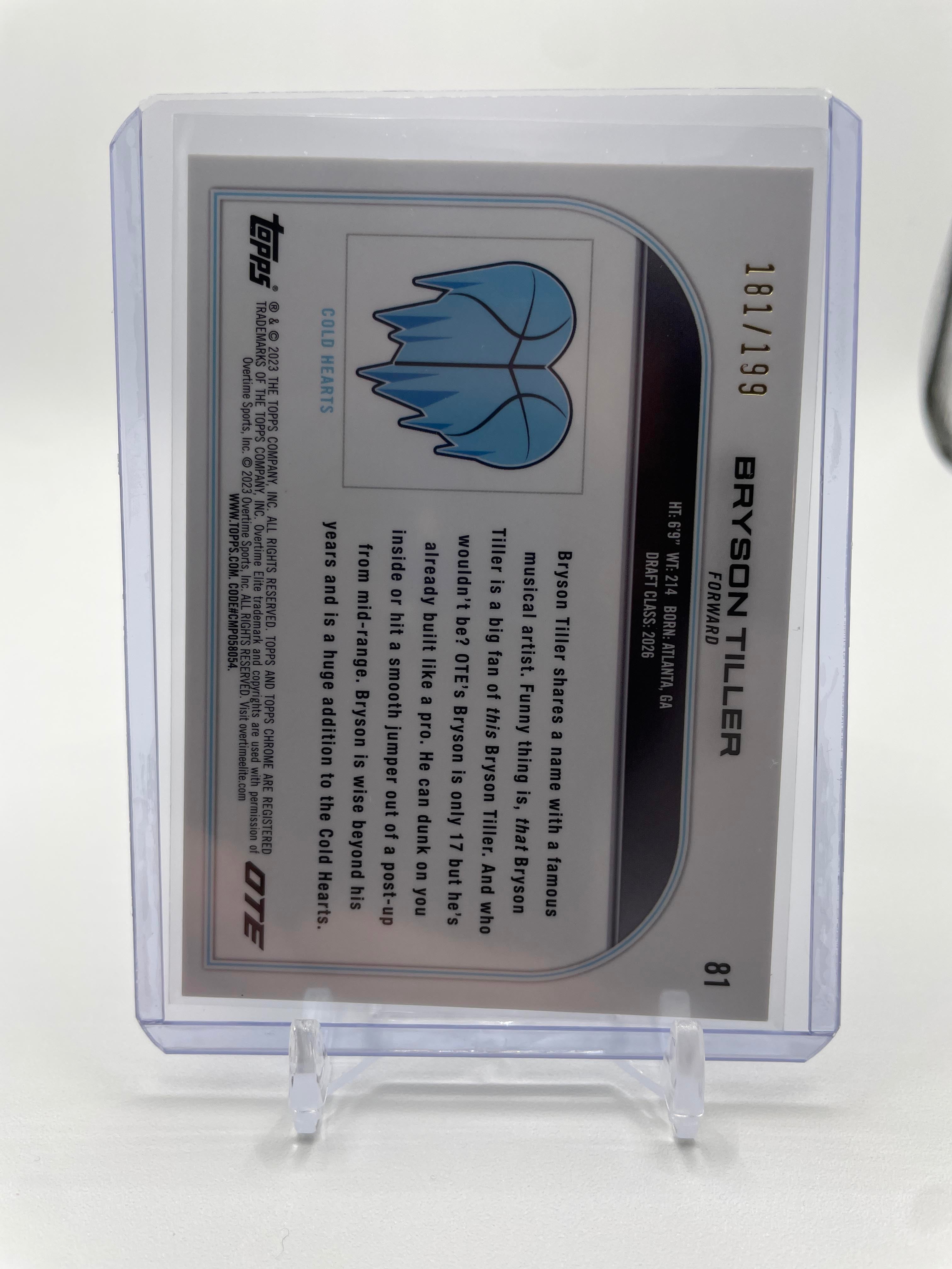 2022-23 Topps OTE Chrome Bryson Tiller Aqua Refractor Rookie /199 #81
