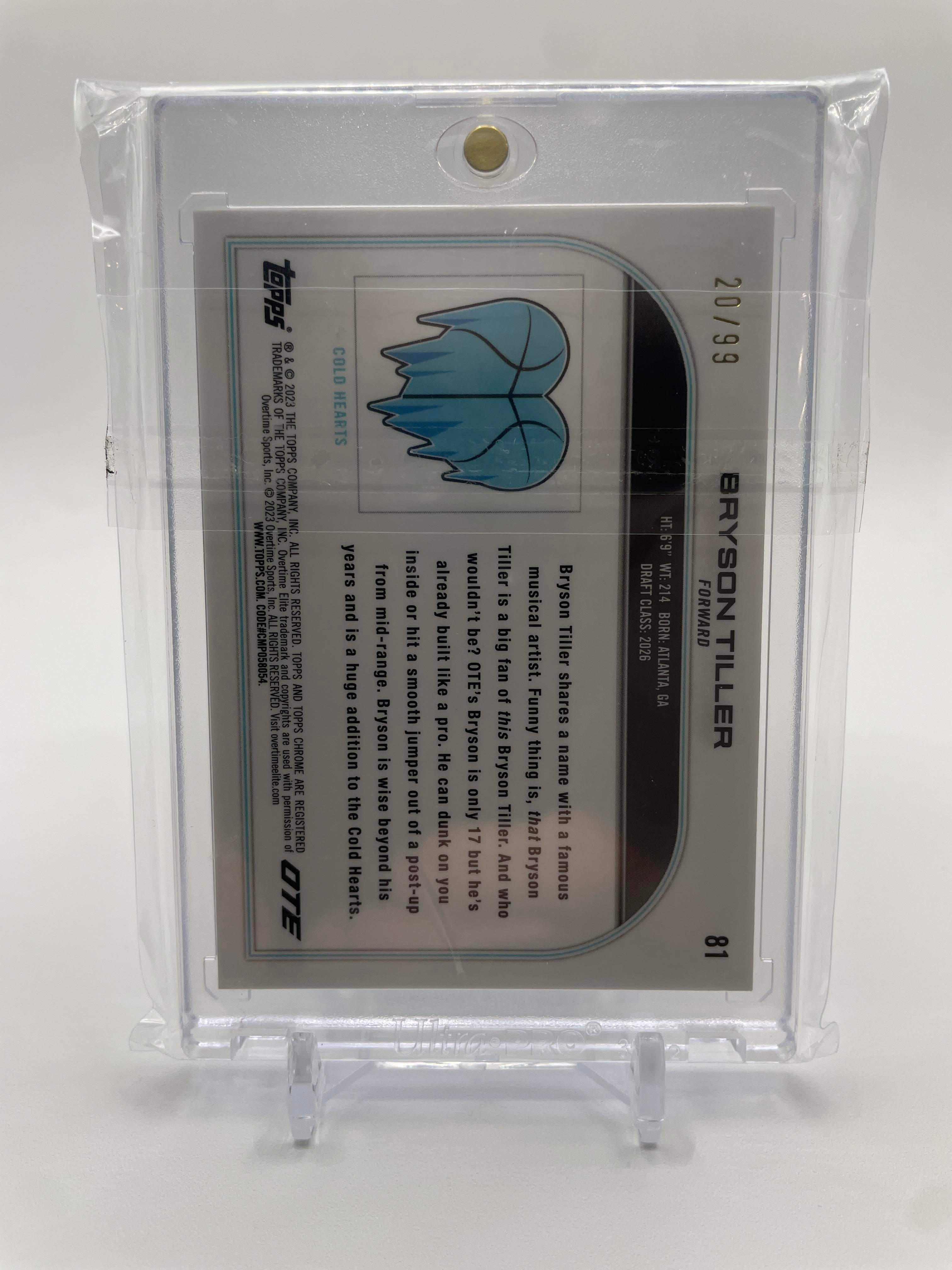 2022-23 Topps OTE Chrome Bryson Tiller Blue Refractor Rookie /99 #81