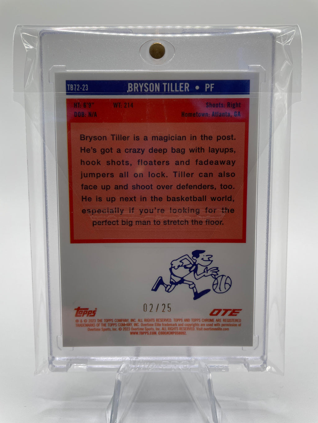 2022-23 Topps OTE Chrome Bryson Tiller Orange Ball City Insert Refractor /25