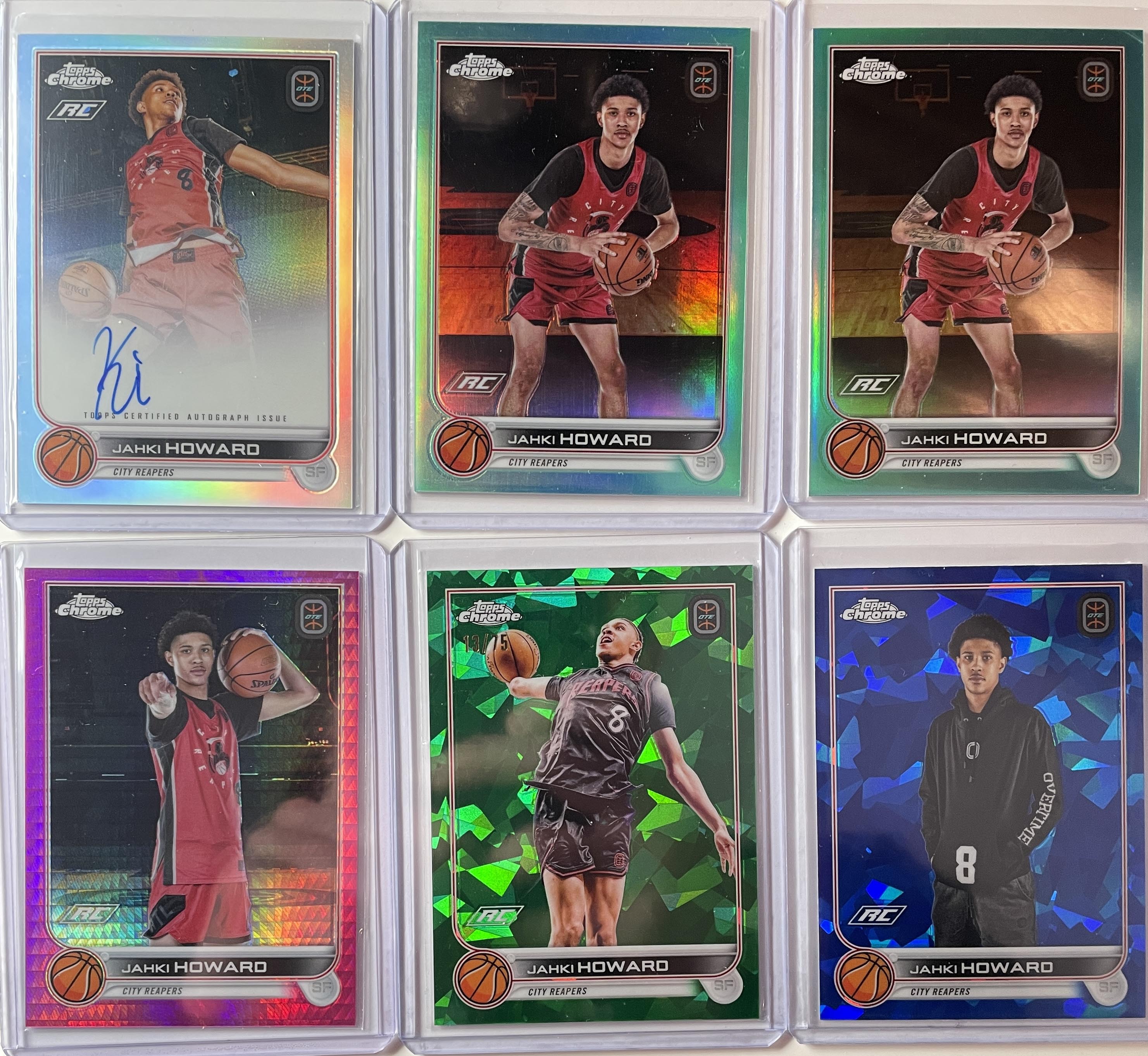 2022-23 Topps OTE Chrome Jahki Howard Auto + Green /75 + Refractor Set (x15)