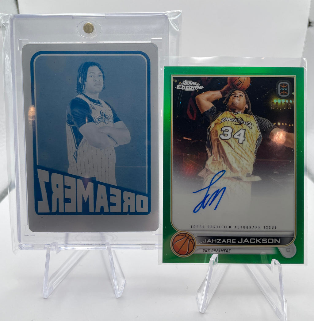 2022-23 Topps OTE Chrome Jahzare Jackson 1/1 Printing Plate + Green Auto /75
