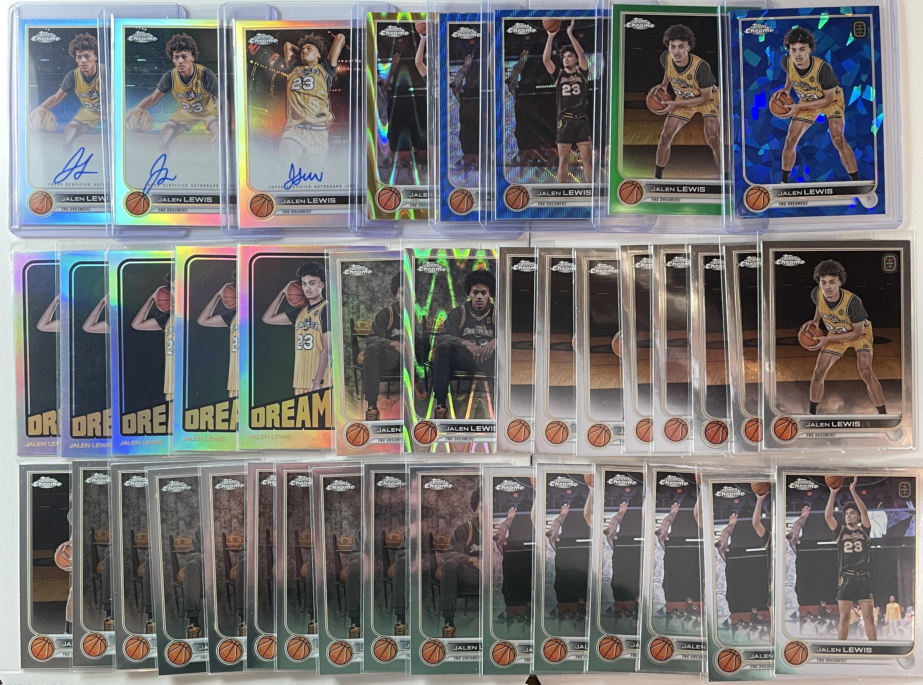 2022-23 Topps OTE Chrome Jalen Lewis Auto Gold /50 Green /75 Refractor Set (x39)
