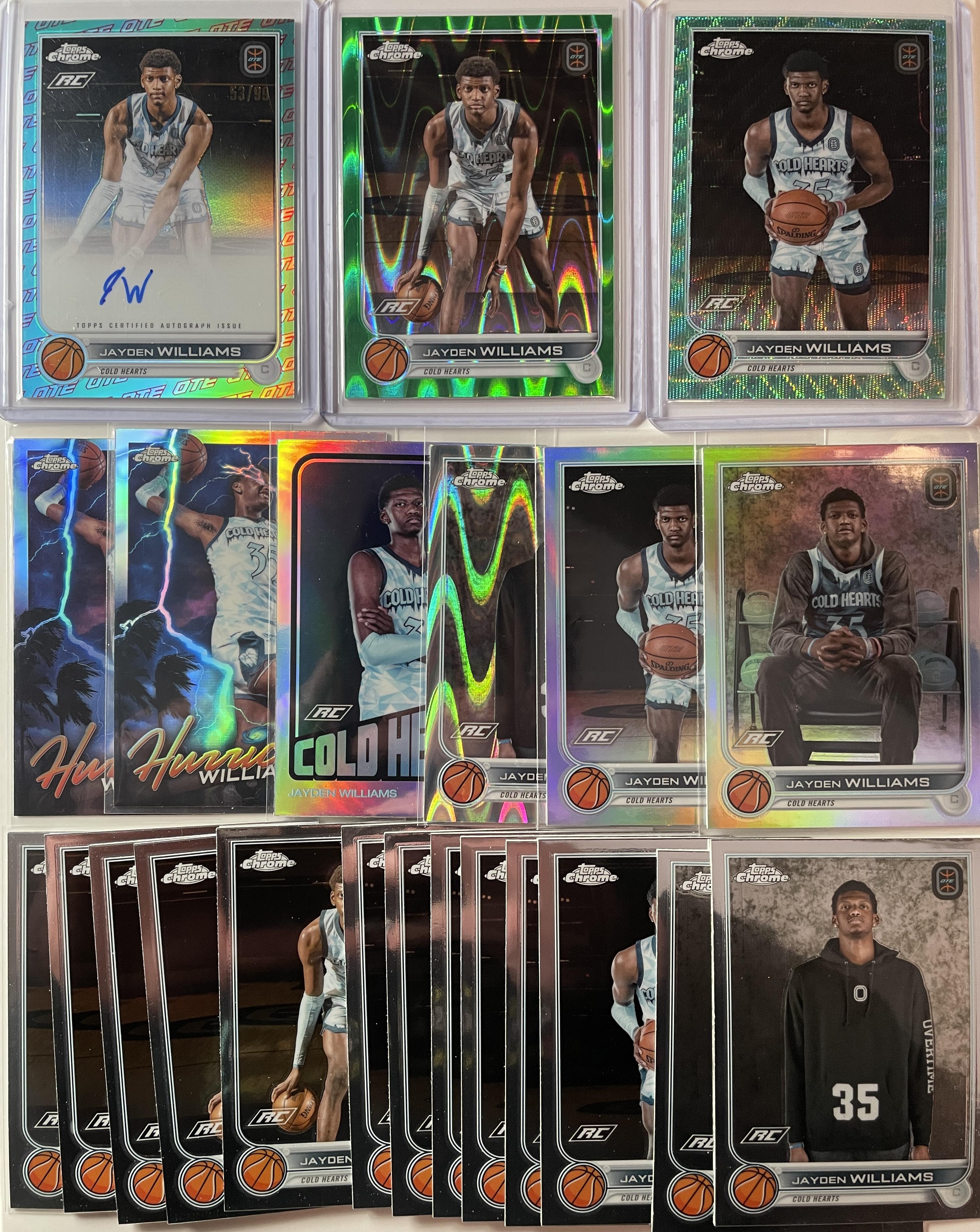 2022-23 Topps OTE Chrome Jayden Williams Auto /75 Green /75 +Refractor Set (x22)